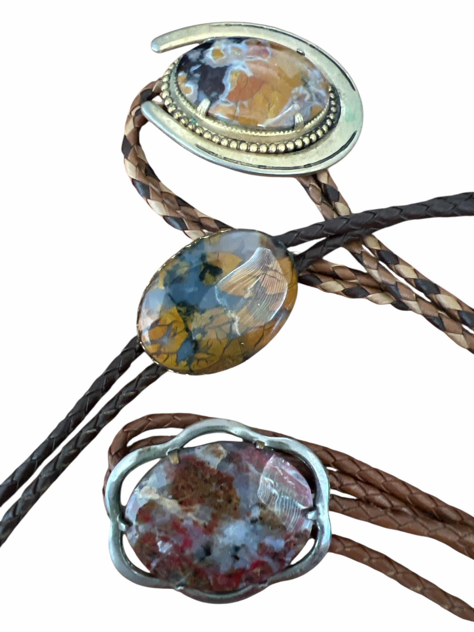 Photo 1 of 3-VINTAGE BOLO TIES - NATURAL STONES