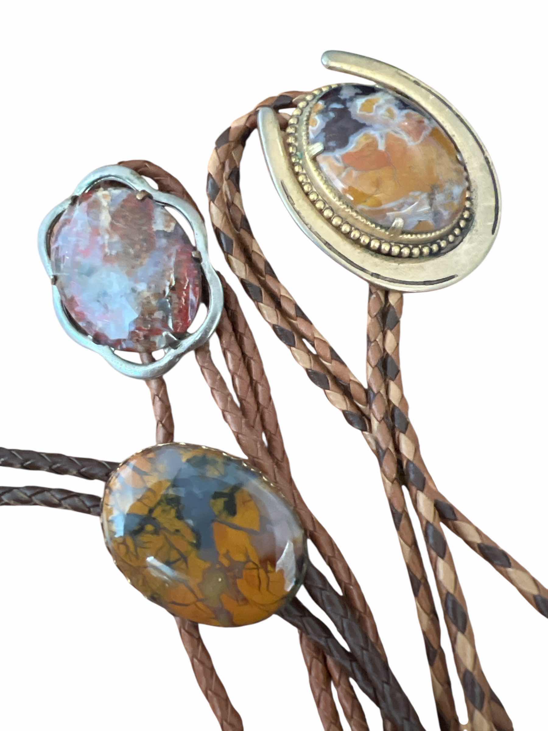 Photo 1 of 3-VINTAGE BOLO TIES - NATURAL STONES