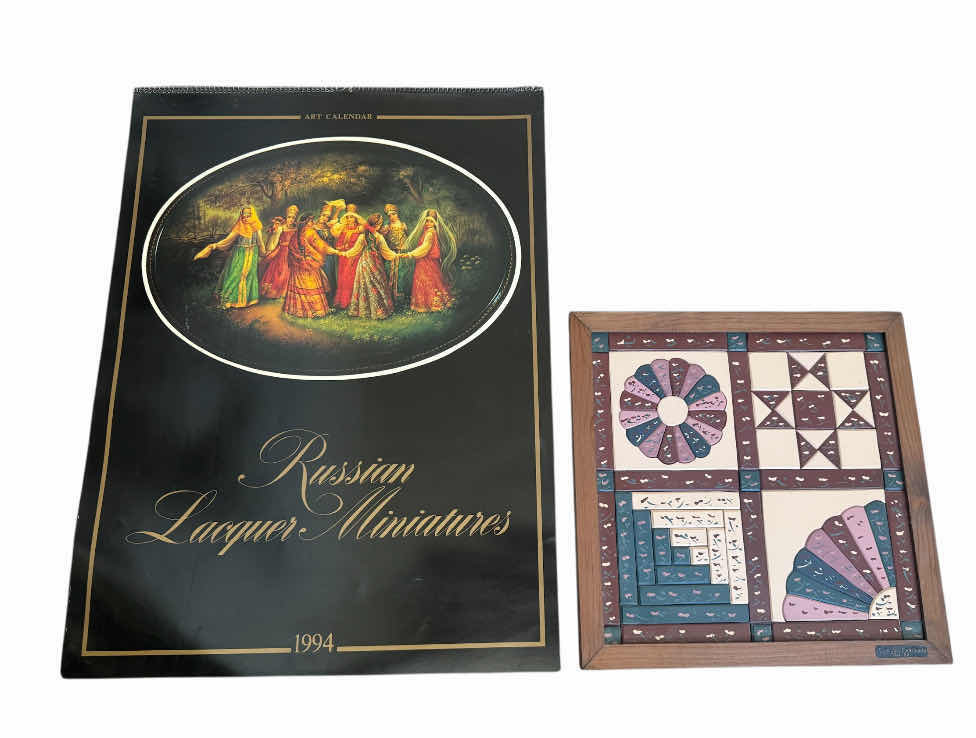Photo 1 of 171
VINTAGE RUSSIAN LACQUER MINIATURES 1994 ART CALENDAR AND WOODEN QUILT ART BY SAMPLER AMERICANA 1990. ARTWORK, ART COLLECTION, HOME DECOR

ART CALENDAR 
W17.5” X H24”