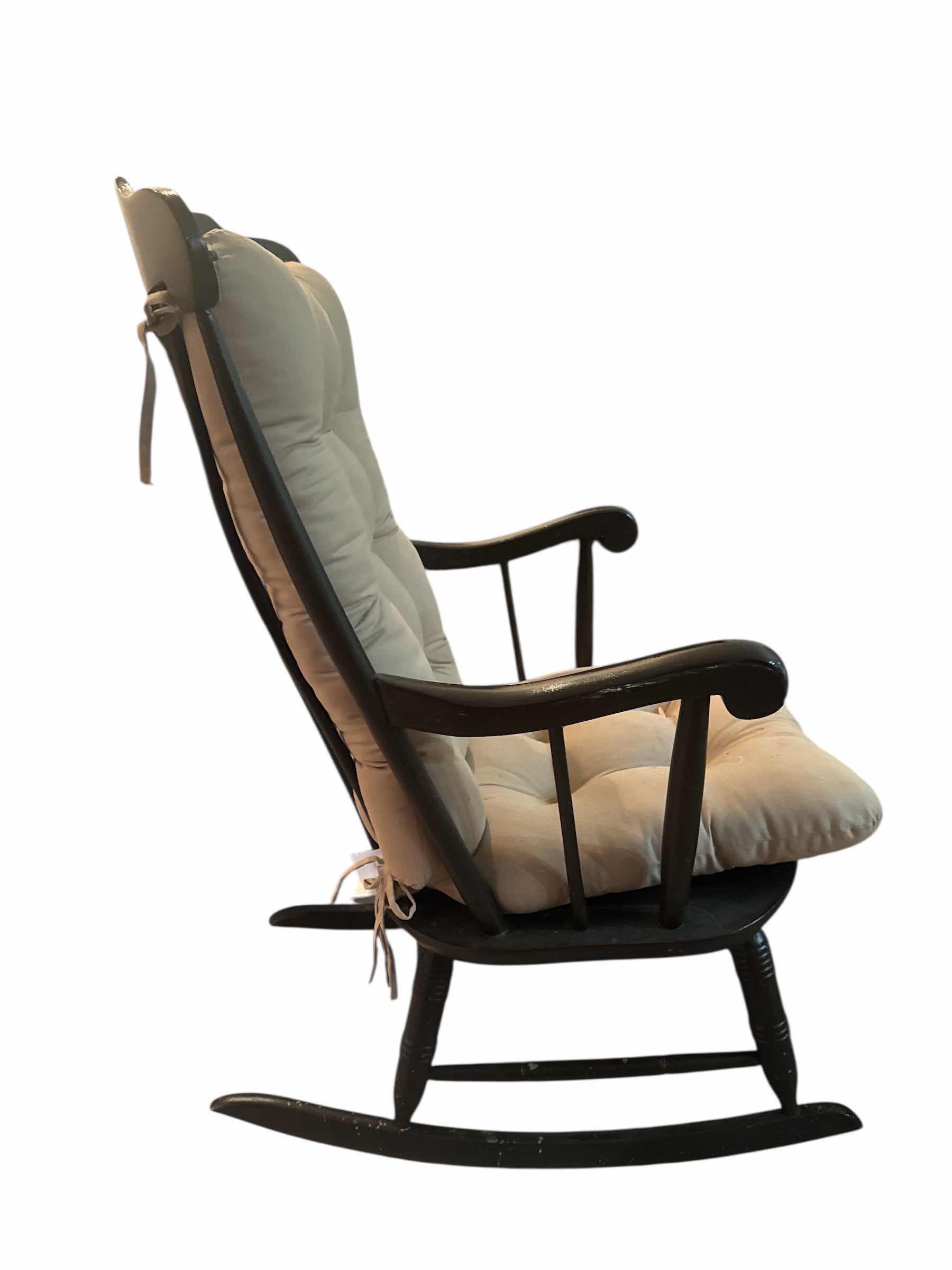 Photo 2 of BLACK ROCKING CHAIR WITH BEIGE CUSHIONS