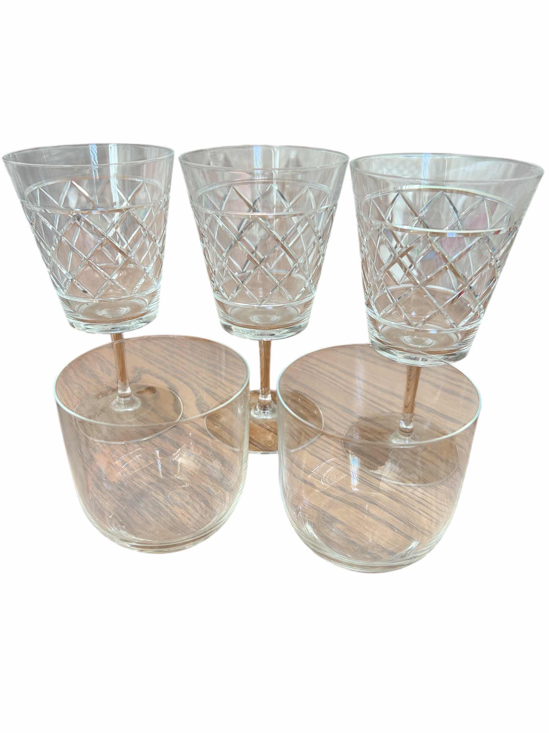 Photo 1 of 3 - CRYSTAL CHANTILLY WINE GLASSES AND 2 EVERYDAY WINE