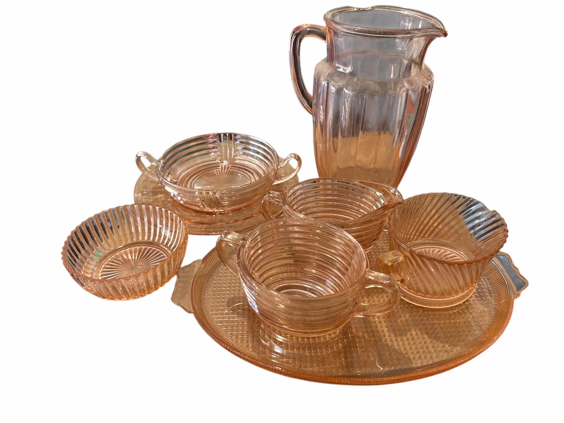 Photo 1 of 8 PIECES OF VINTAGE PINK DEPRESSION GLASS