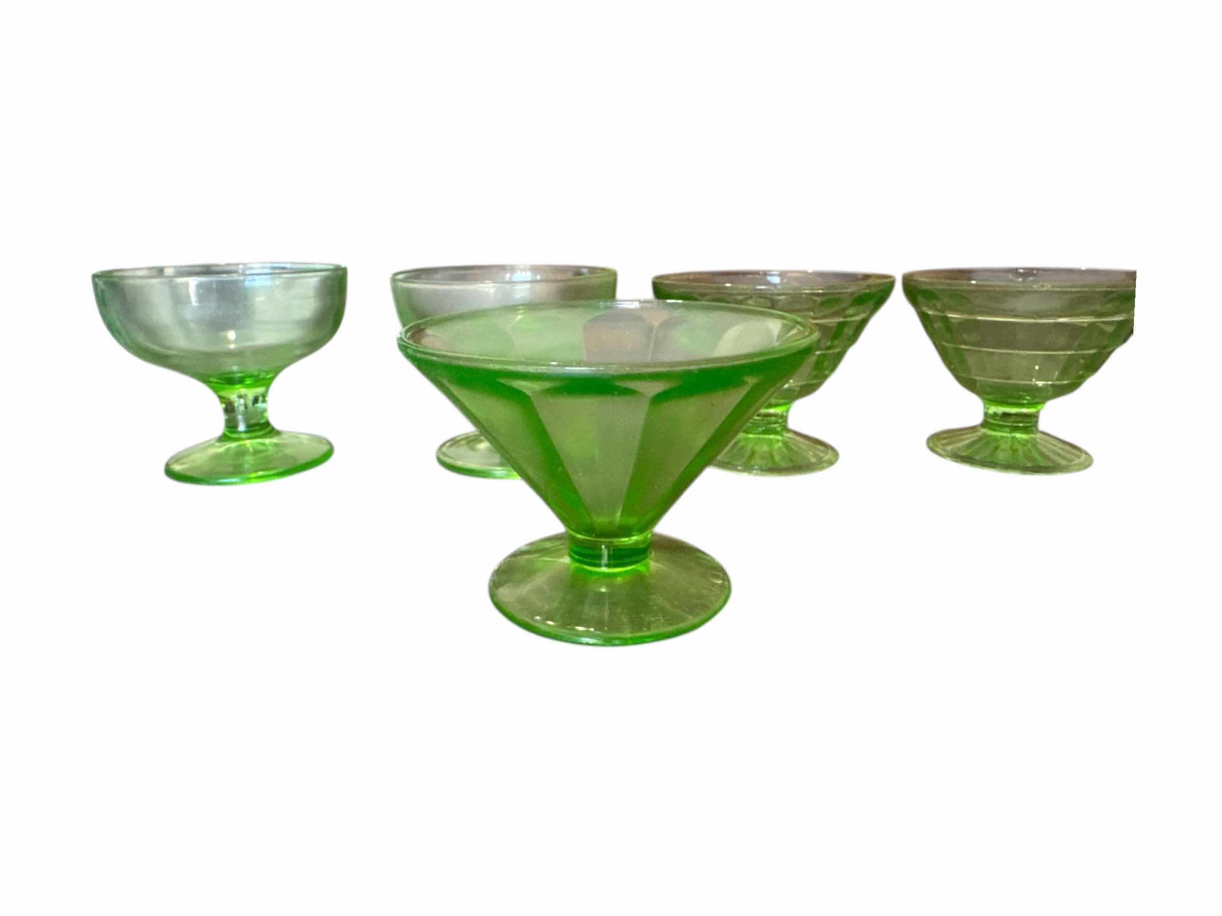 Photo 1 of 5 MISMATCHED URANIUM GLASS DESSERT CUPS