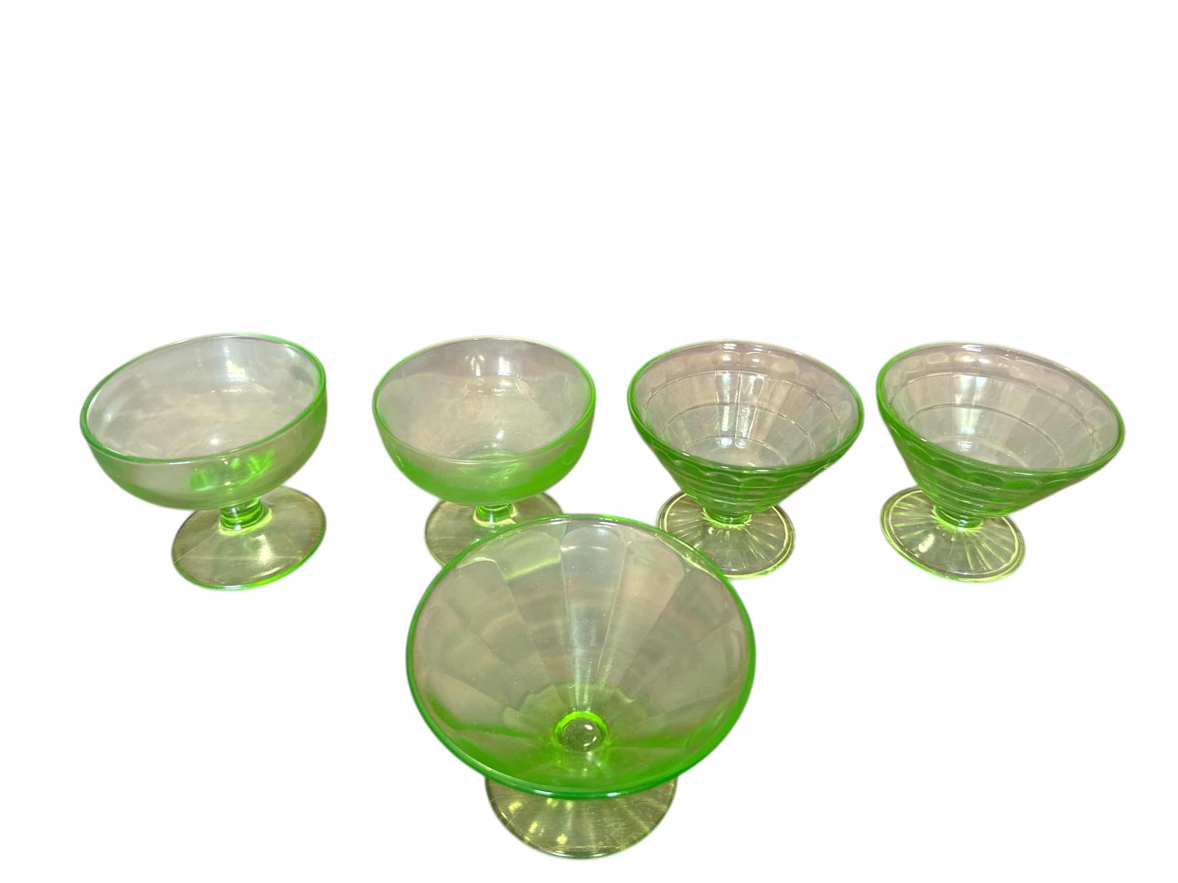 Photo 1 of 5 MISMATCHED URANIUM GLASS DESSERT CUPS