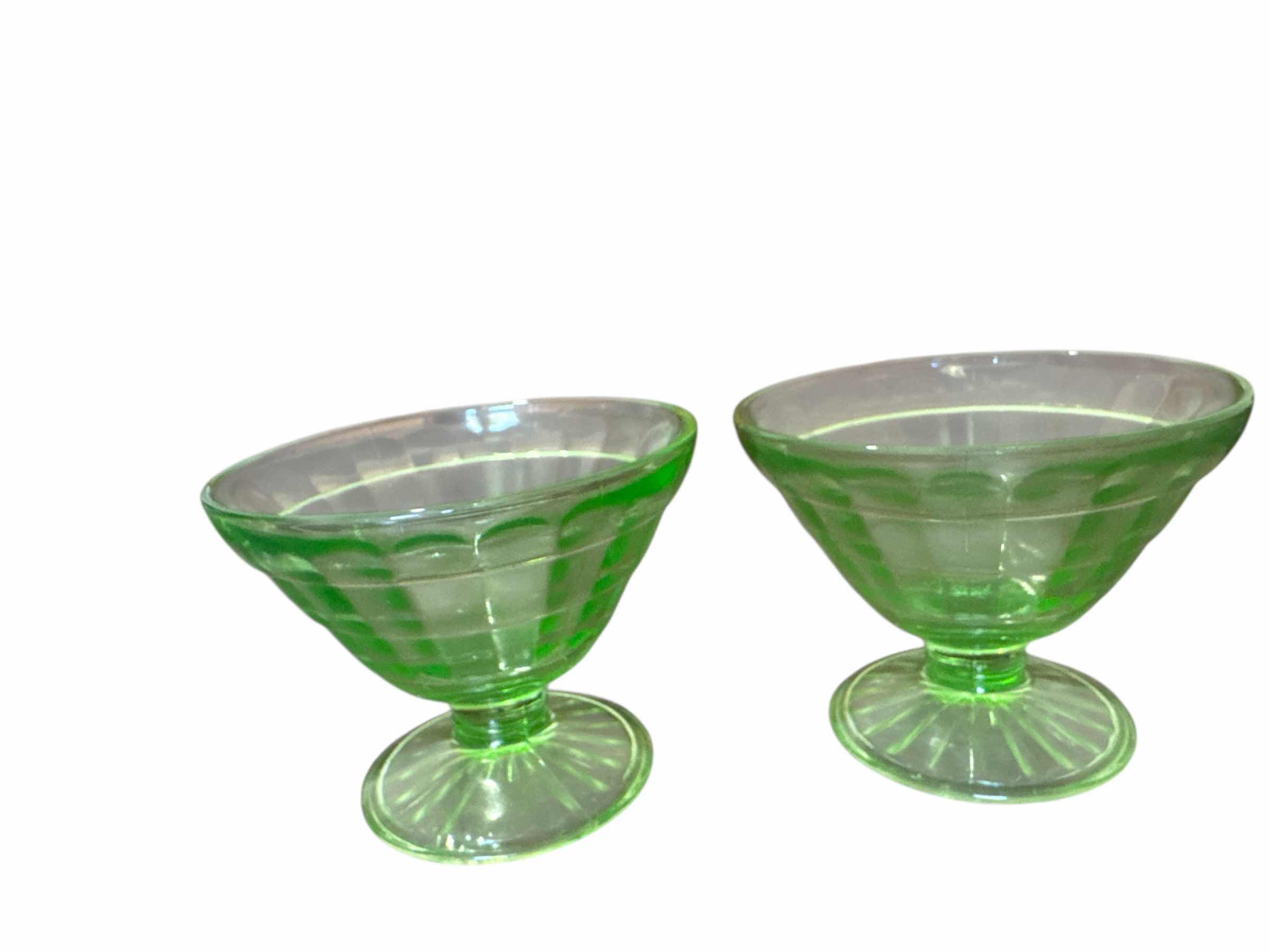 Photo 2 of 5 MISMATCHED URANIUM GLASS DESSERT CUPS