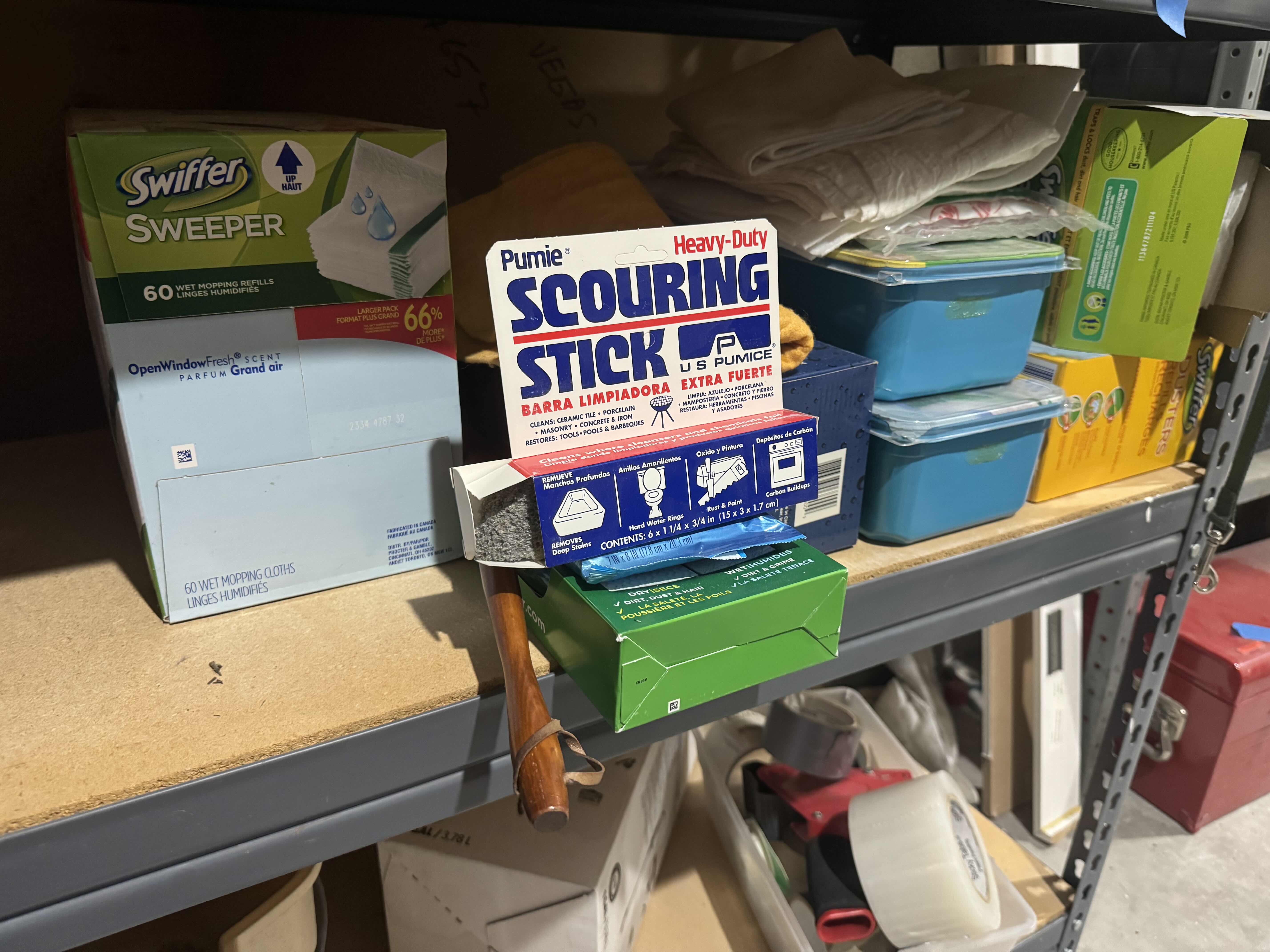 Photo 1 of SHELF OF CLEANING SUPPLIES