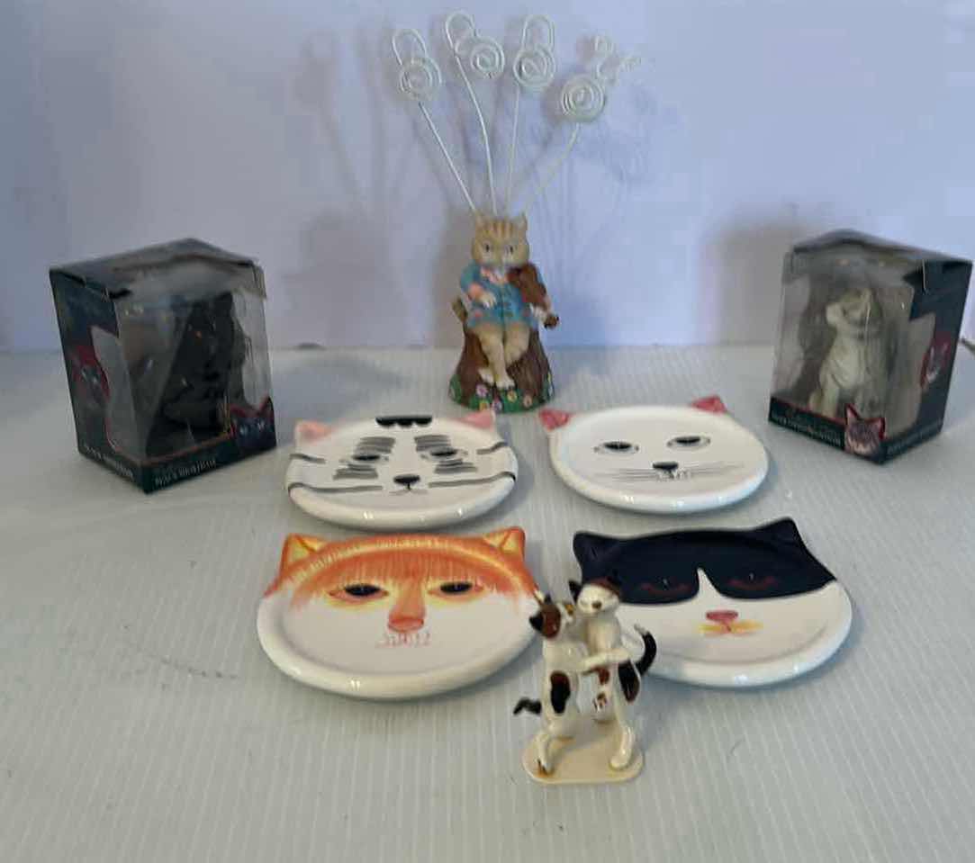 Photo 1 of 2- CAT ORNAMENTS 4- CERAMIC CAT COASTERS DANCING CATS