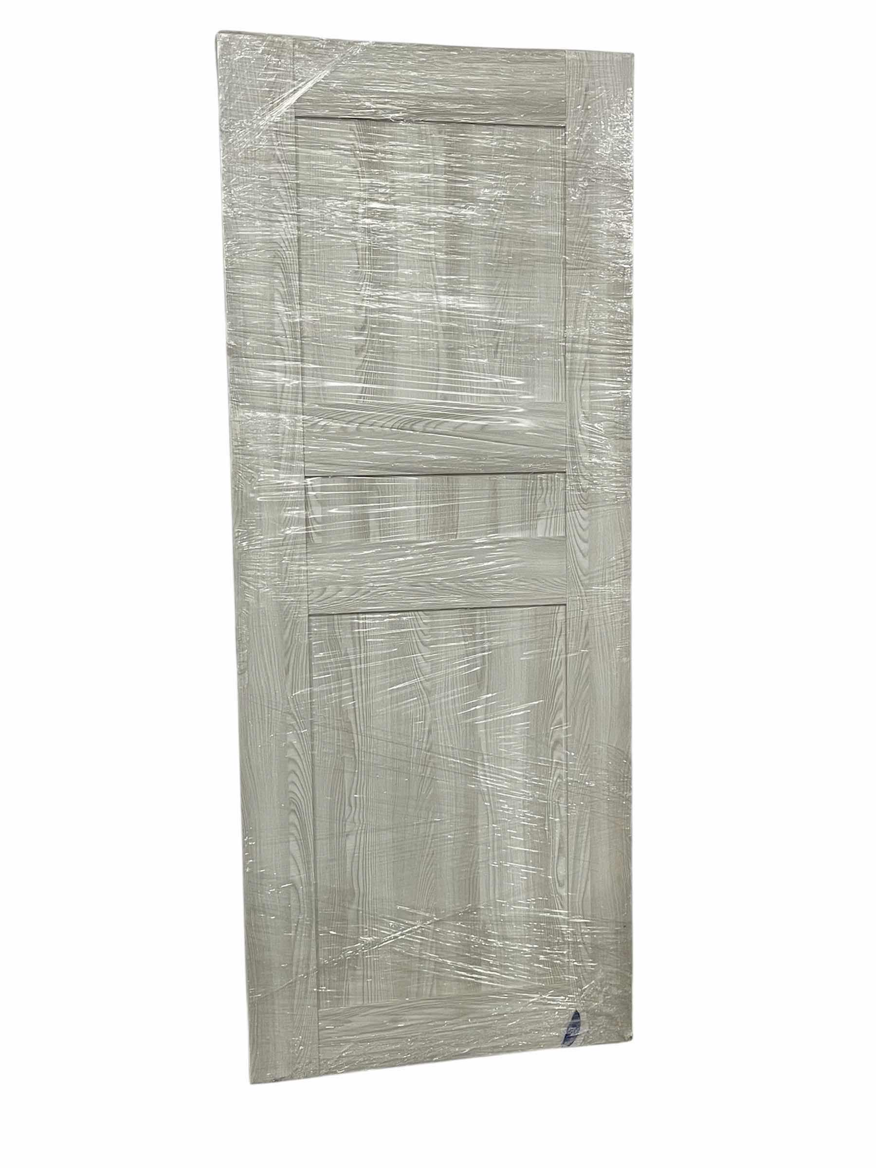 Photo 1 of LIGHT GRAY ASH WOOD FINISH 3-PANEL SOLID CORE INTERIOR DOOR SLAB 31.75” X 1.75” H79.5”