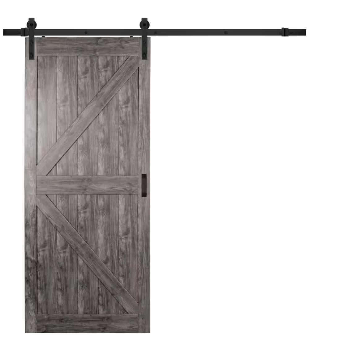 Photo 1 of NEW TRUPORTE K DESIGN AGED GRAY WOOD FINISH INTERIOR BARN DOOR KIT 36” X 84”