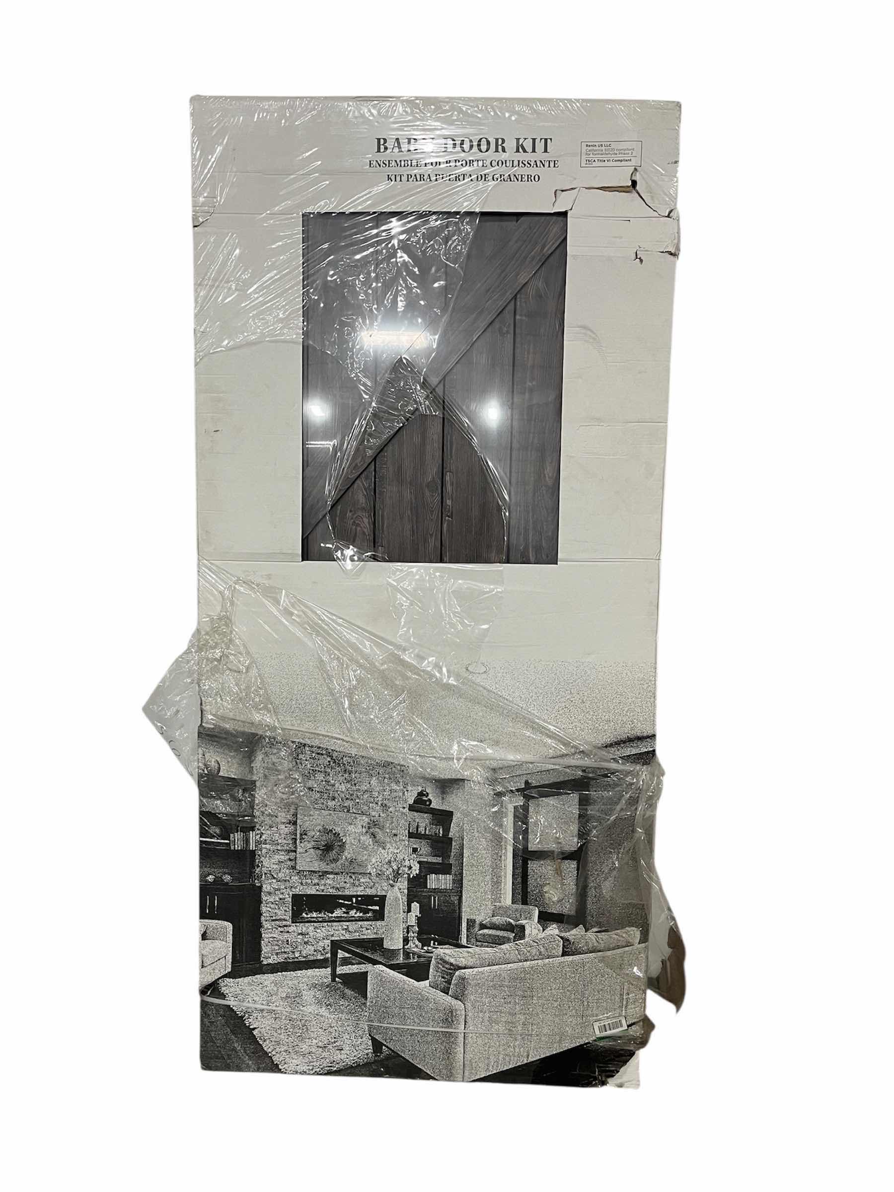 Photo 1 of NEW TRUPORTE K DESIGN AGED GRAY WOOD FINISH INTERIOR BARN DOOR KIT 36” X 84”