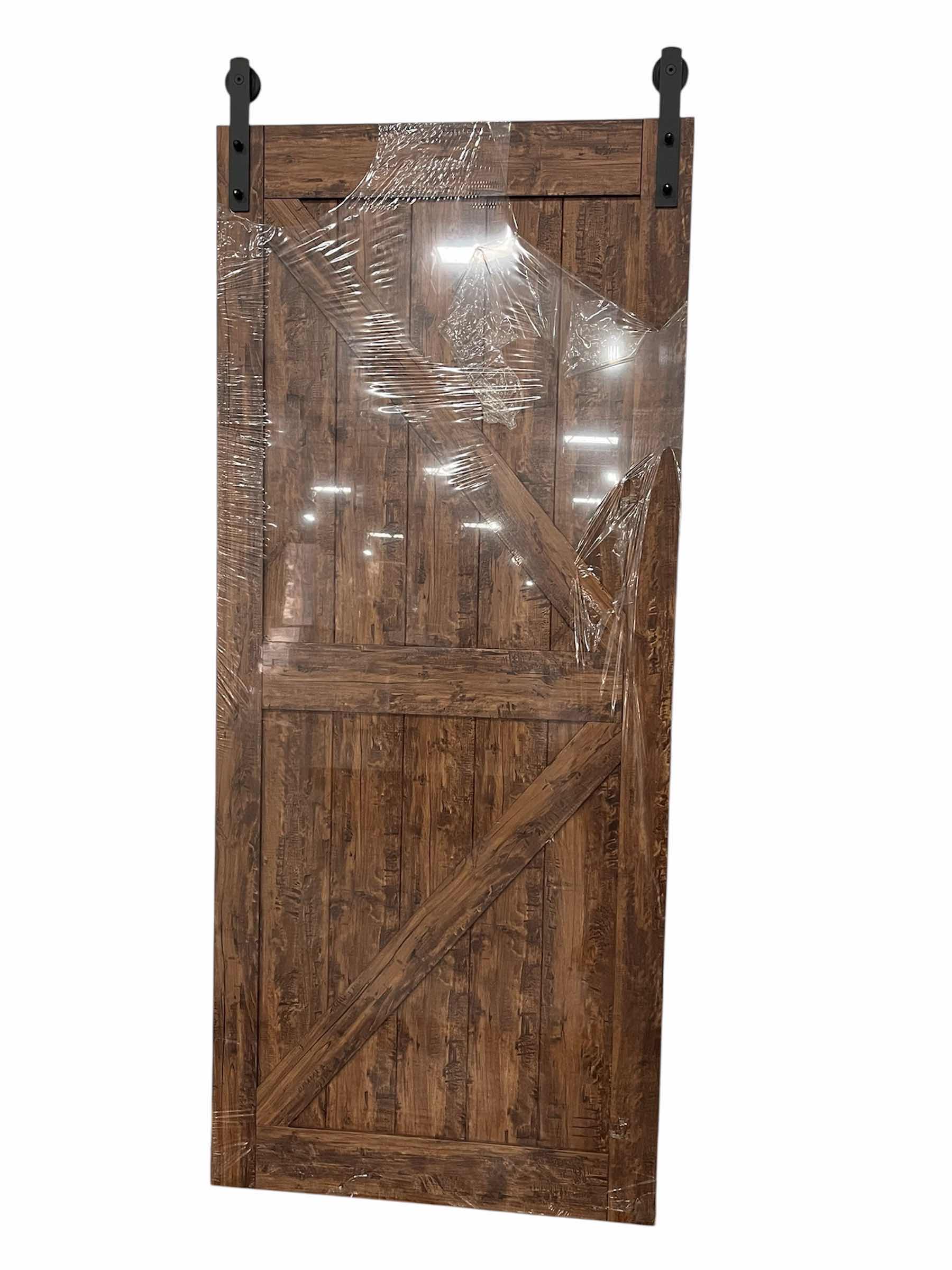 Photo 1 of MASONITE K-BAR AUBURN WOOD INTERIOR BARN DOOR 36” X 84” (DOOR ONLY)
