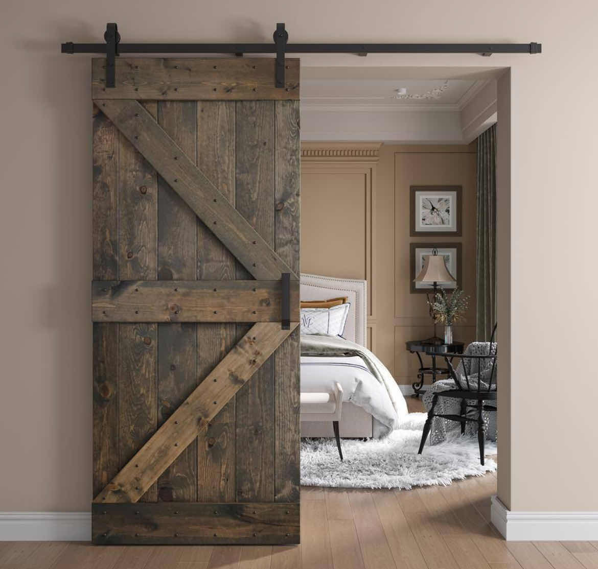 Photo 1 of NEW COAST SEQUOIA INC FINISH SOLID PINE WOOD K-SERIES INTERIOR SLIDING BARN DOOR KIT 60” X 84