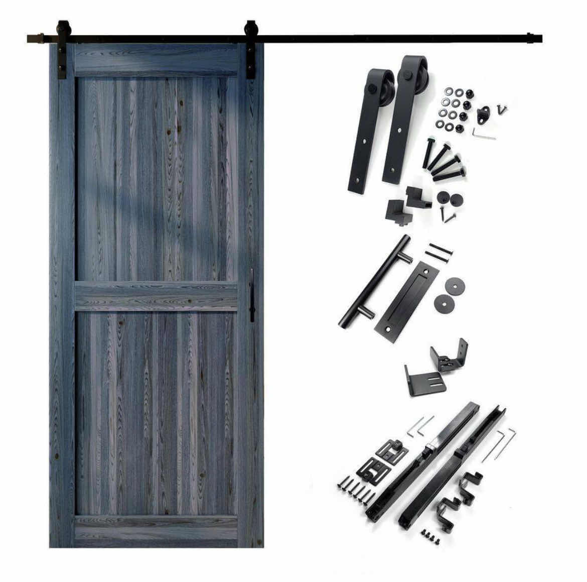 Photo 1 of NEW HOMACER NAVY FINISH SOLID PINE WOOD K-FRAME INTERIOR SLIDING BARN DOOR KIT 60” X 84