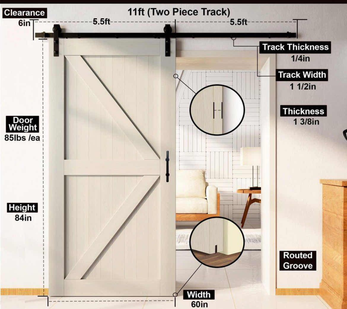 Photo 1 of NEW HOMACER TINSMITH GRAY FINISH SOLID PINE WOOD K-FRAME INTERIOR SLIDING BARN DOOR KIT 60” X 84