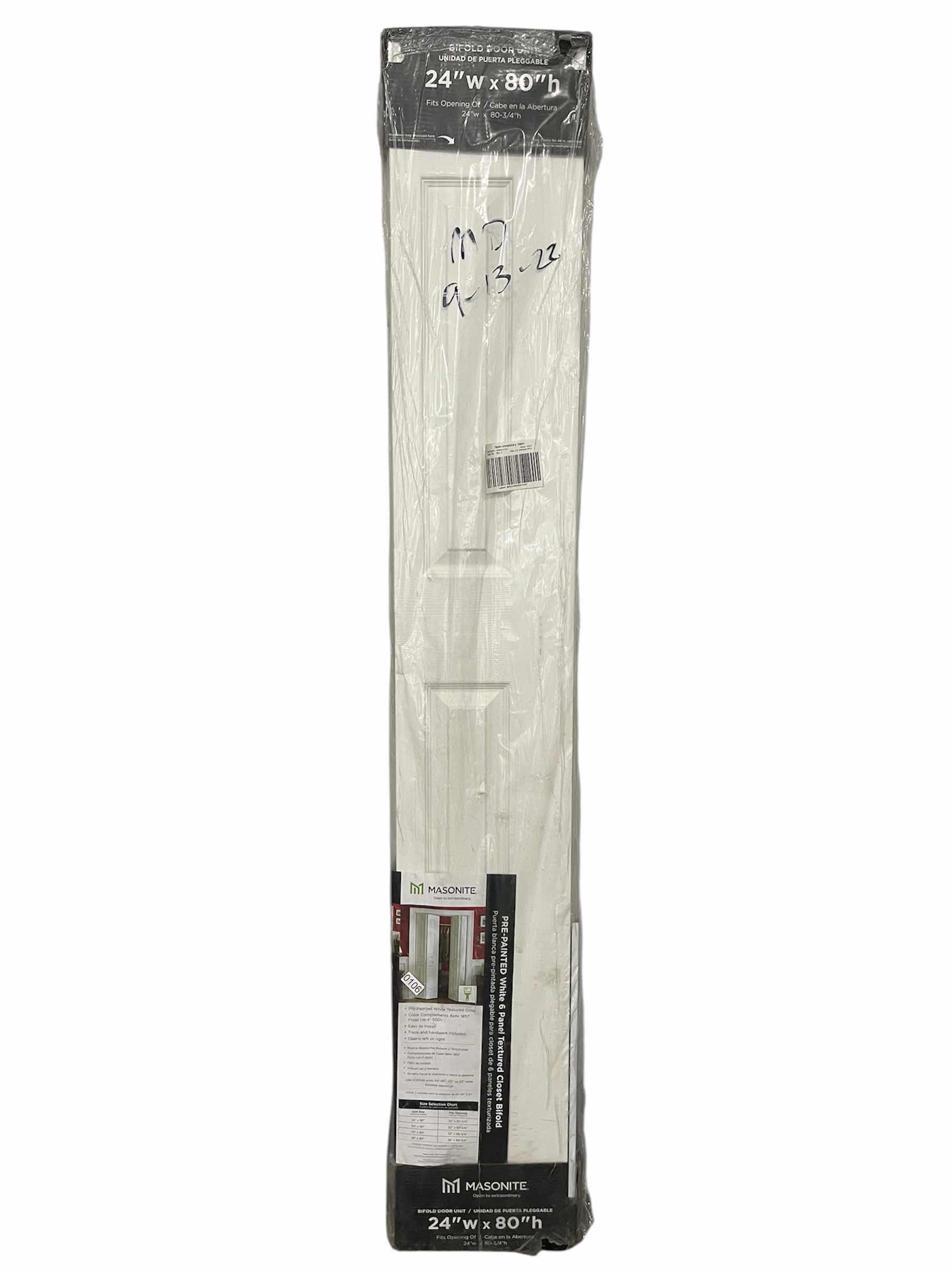 Photo 1 of NEW MASONITE PRE-PAINTED WHITE FINISH  6-PANEL HOLLOW CORE INTERIOR BIFOLD DOOR 24” X 80”