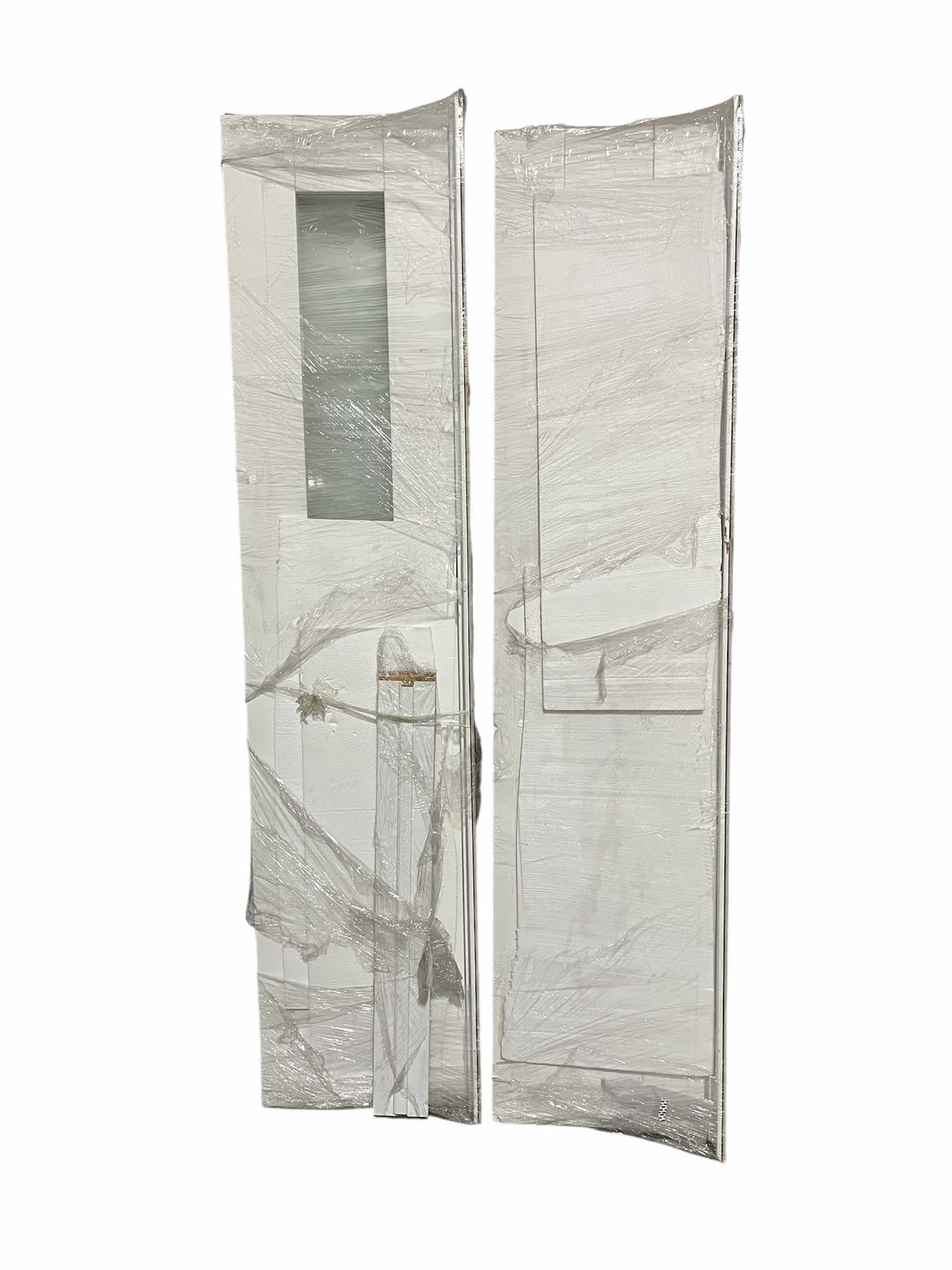 Photo 1 of WHITE FINISH 1-PANEL FROSTED GLASS INTERIOR CLOSET DOORS W FRAME (2) (DOOR 17.75” X 1.75” H79.5” FRAME 18.50 X 4.75” H80.75”
