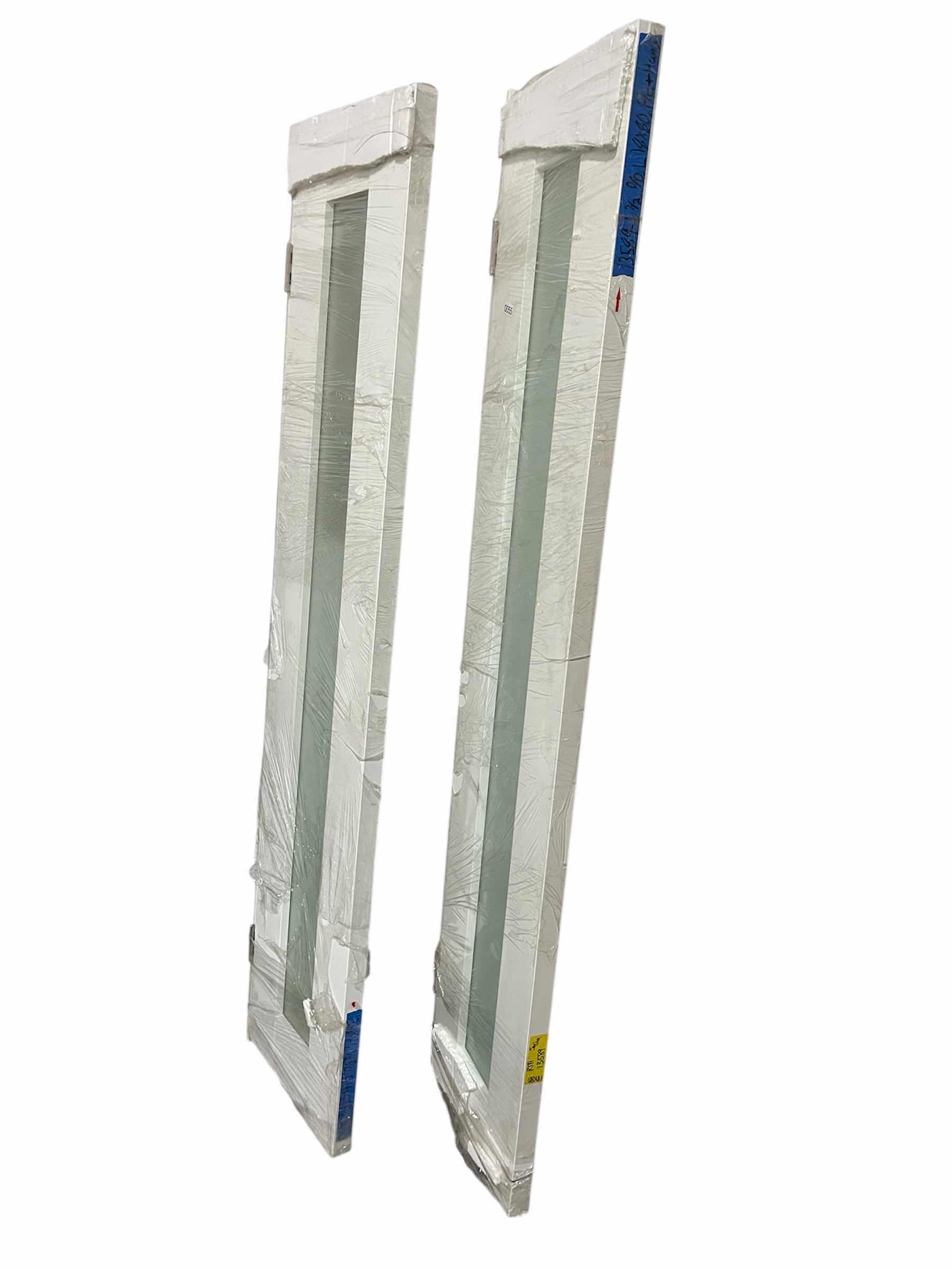 Photo 1 of WHITE FINISH 1-PANEL FROSTED GLASS INTERIOR CLOSET DOORS W FRAME (2) (DOOR 17.75” X 1.75” H79.5” FRAME 18.50 X 4.75” H80.75”