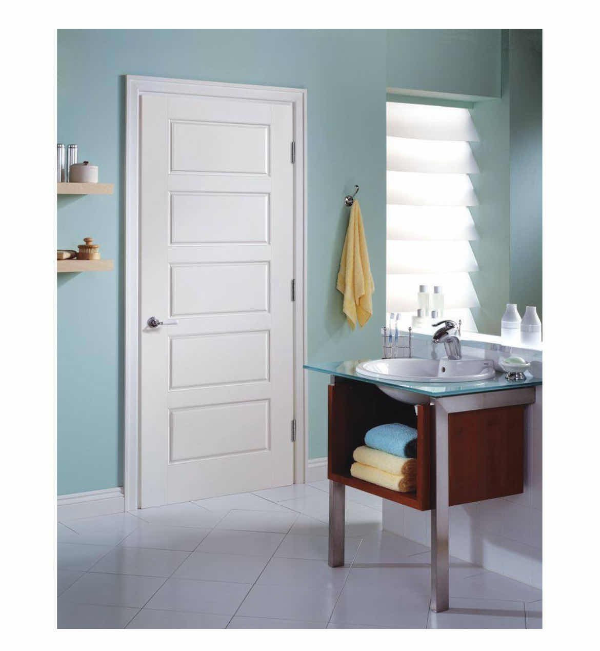 Photo 1 of MASONITE PRIMED WHITE FINISH 3-PANEL LEFT-HAND INSWING PREHUNG INTERIOR DOOR W FRAME 30” X 80”