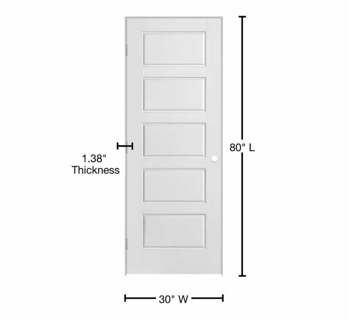 Photo 1 of MASONITE PRIMED WHITE FINISH 3-PANEL LEFT-HAND INSWING PREHUNG INTERIOR DOOR W FRAME 30” X 80”