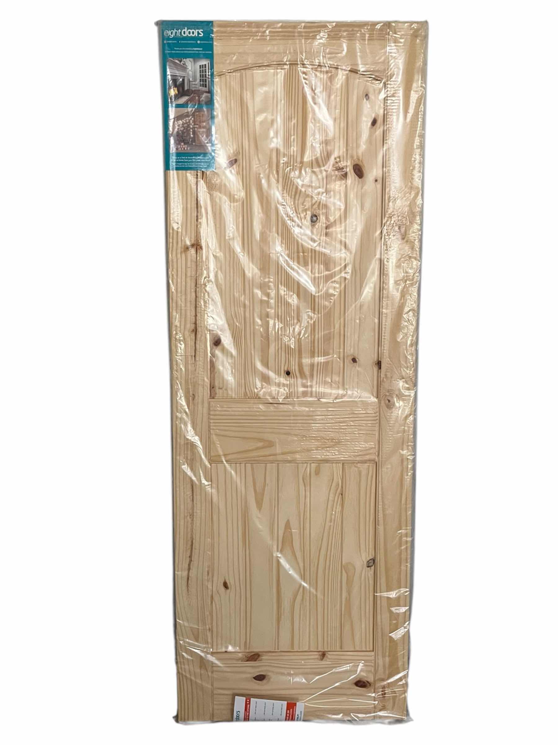 Photo 1 of NEW EIGHT DOORS ARCH TOP V-GROOVE UNFINISHED KNOTTY PINE WOOD 2-PANEL SOLID CORE DOOR SLAB 28” X 80”