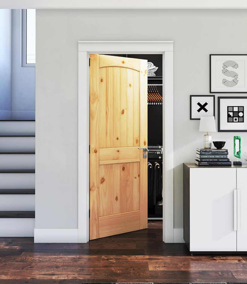 Photo 1 of NEW EIGHT DOORS ARCH TOP V-GROOVE UNFINISHED KNOTTY PINE WOOD 2-PANEL SOLID CORE DOOR SLAB 28” X 80”