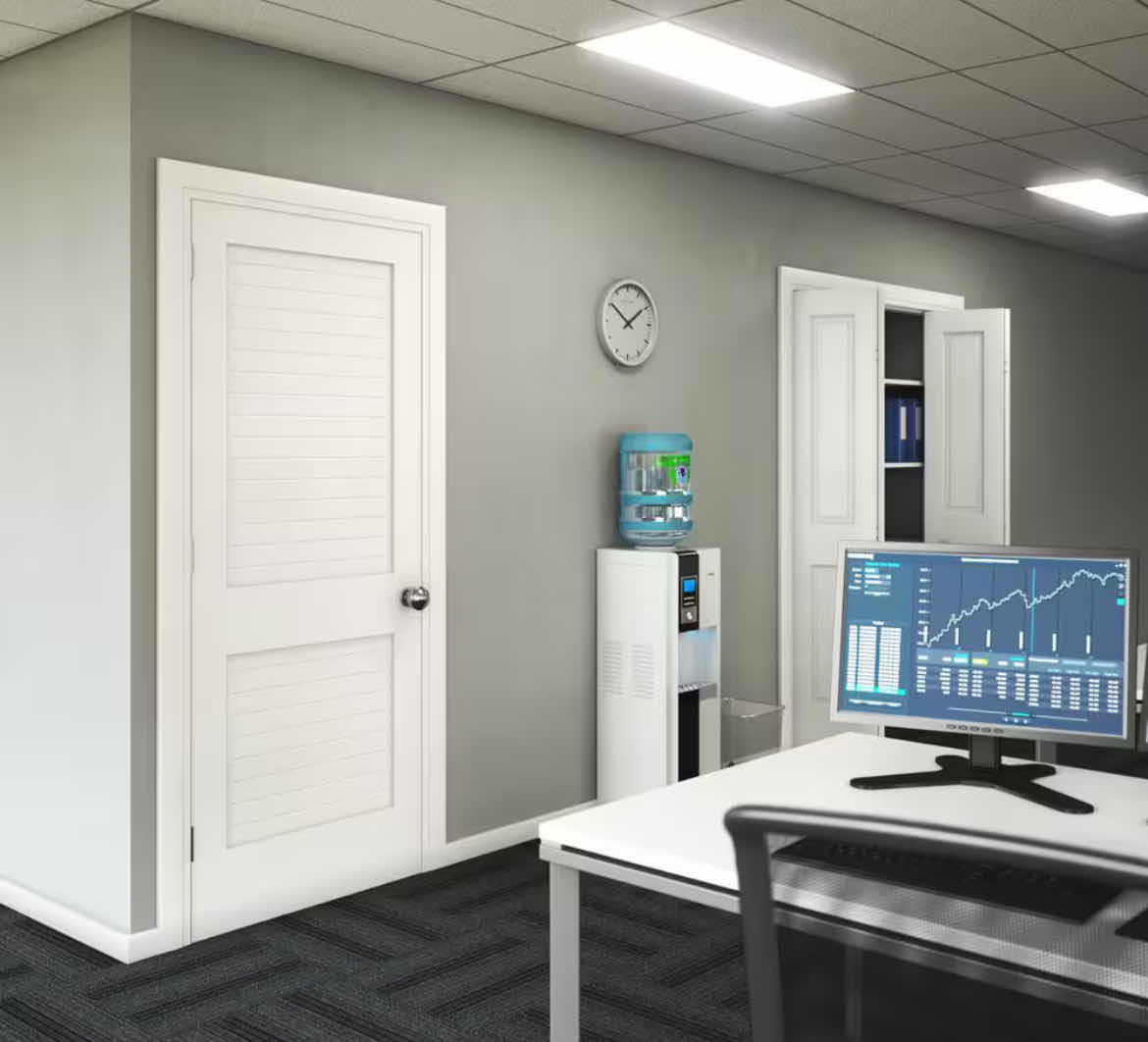 Photo 2 of NEW EIGHT DOORS WHITE FINISH FLAT LOUVER SOLID CORE INTERIOR DOOR SLAB 30” X 80”