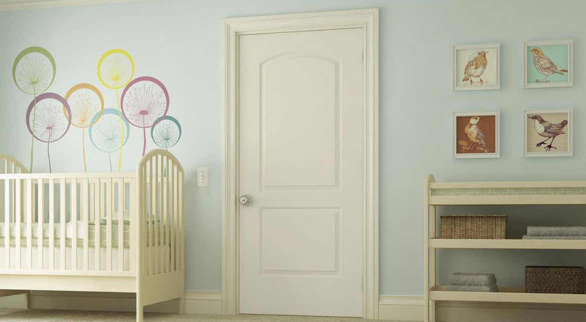 Photo 1 of JELD-WEN PRIMED WHITE FINISH CAIMAN 2-PANEL SOLID CORE INTERIOR DOOR SLAB 36” X 80”