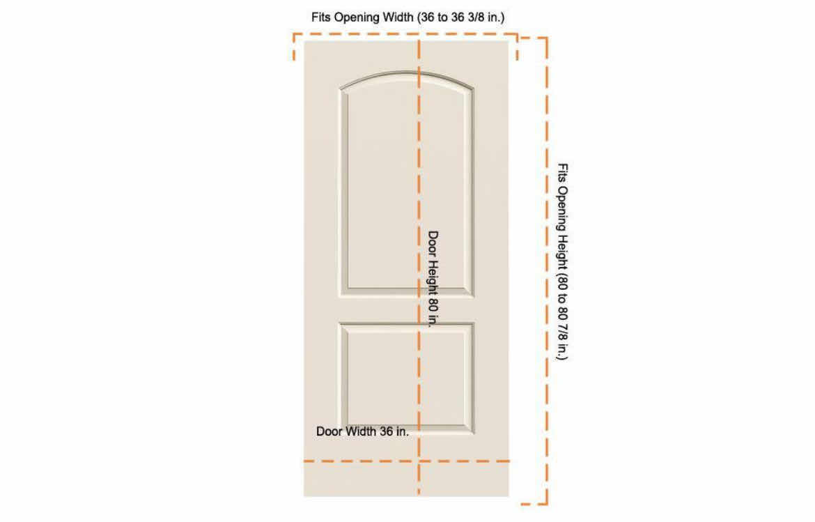 Photo 1 of JELD-WEN PRIMED WHITE FINISH CAIMAN 2-PANEL SOLID CORE INTERIOR DOOR SLAB 36” X 80”