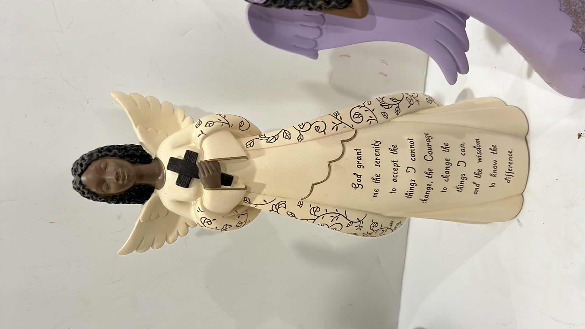 Photo 1 of 3 ANGEL FIGURINES TALLEST H12” MUSICAL CROSS FIGURINE