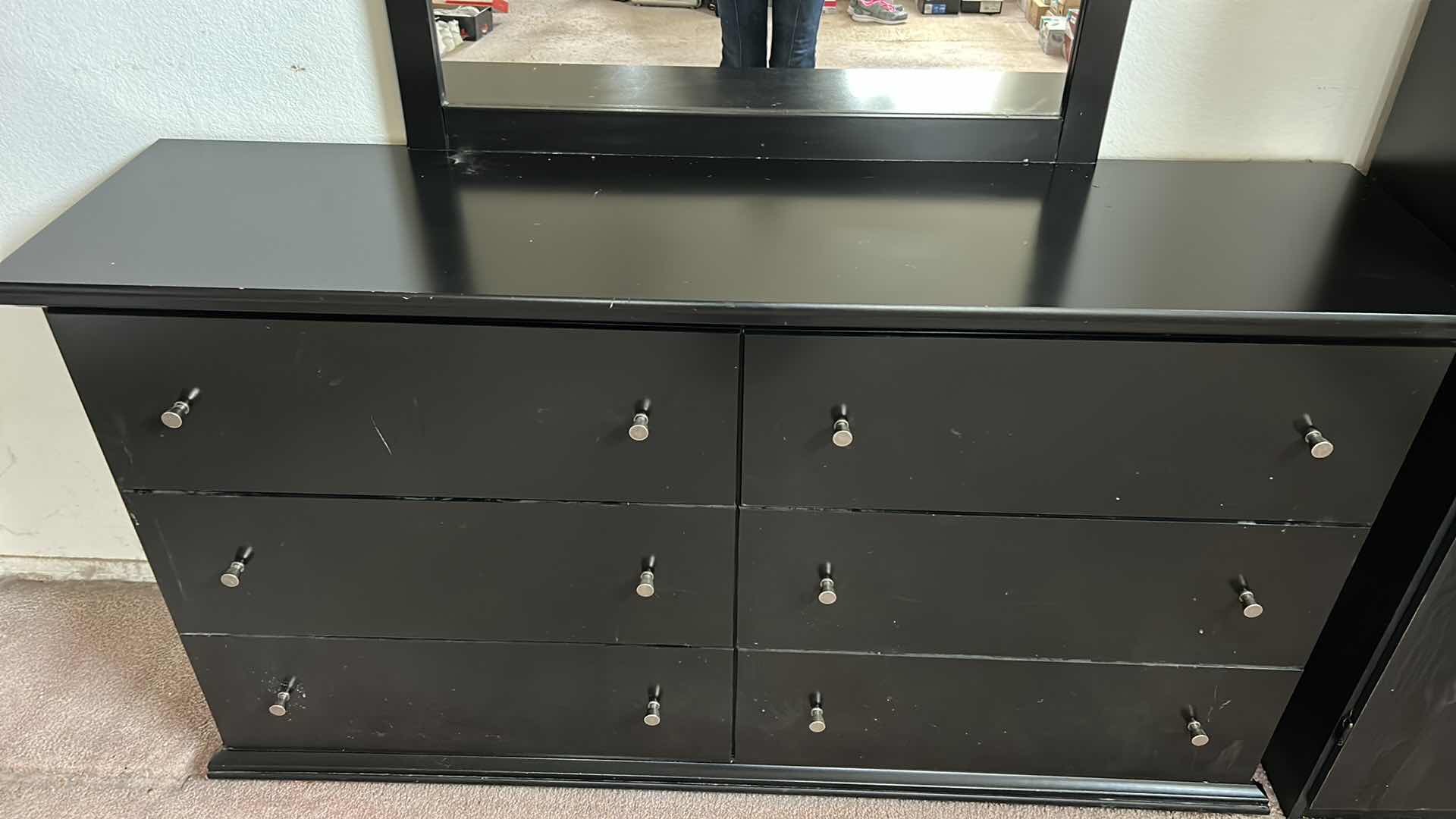 Photo 1 of ASHLEY FURNITURE 6 DRAWER DRESSER BLACK OAK WITH MIRROR  (DRESSER 63” x 16 1/2 x 34 1/2”