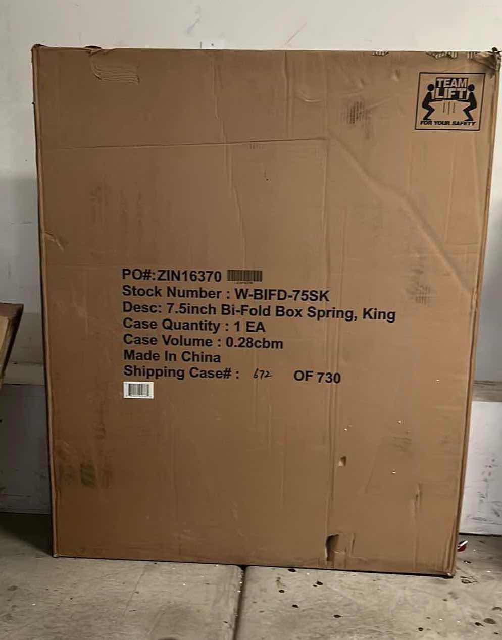 Photo 1 of NIB 7.5” BI FOLD KING BOX SPRING STOCK NO. W-BIFD-75SK