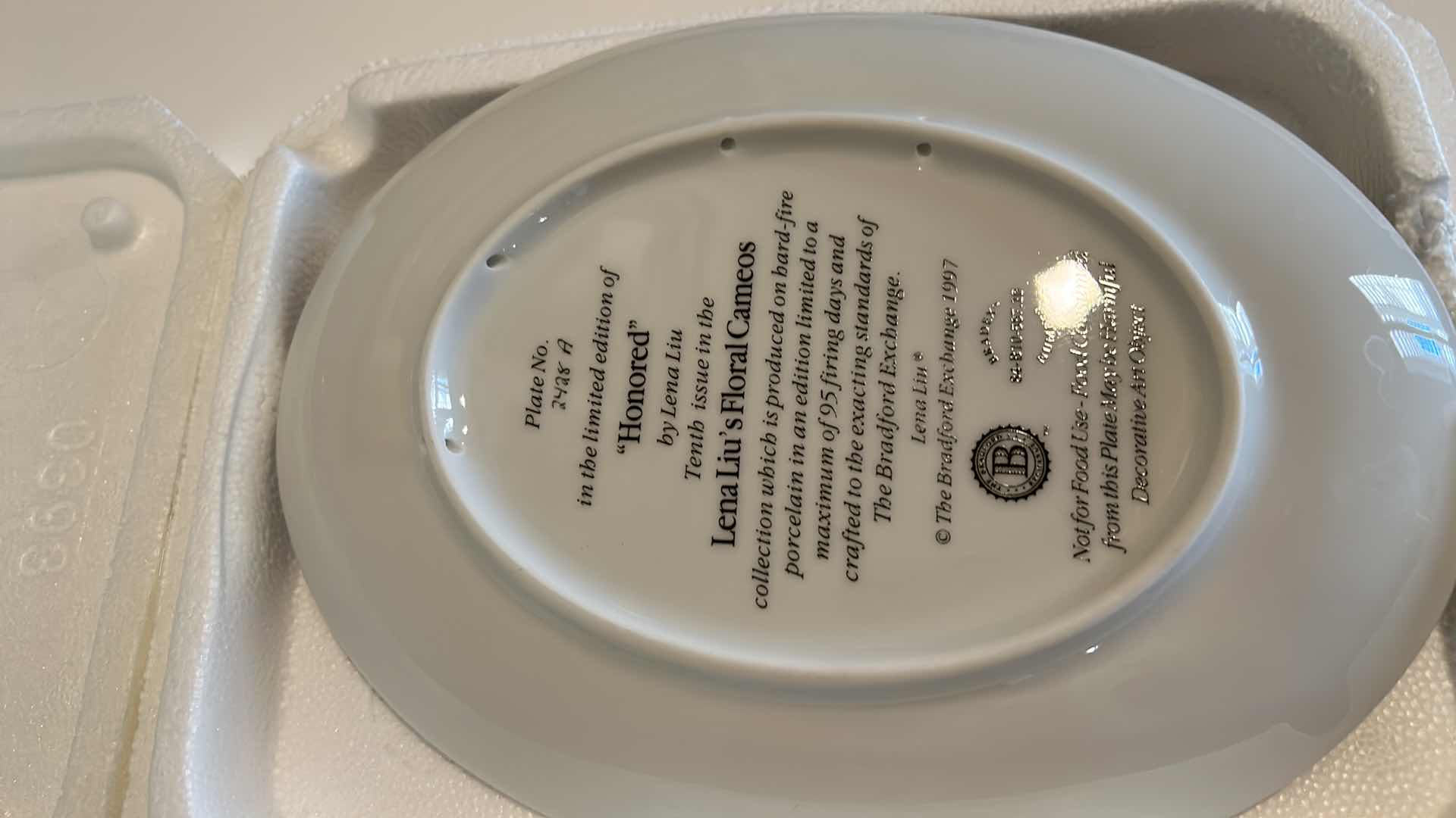 Photo 1 of AUTHENTIC ORIGINAL LIMITED EDITION “HONORED” BY LENA LIU PORCELAIN PLATE 6 1/2” x 8 3/4”