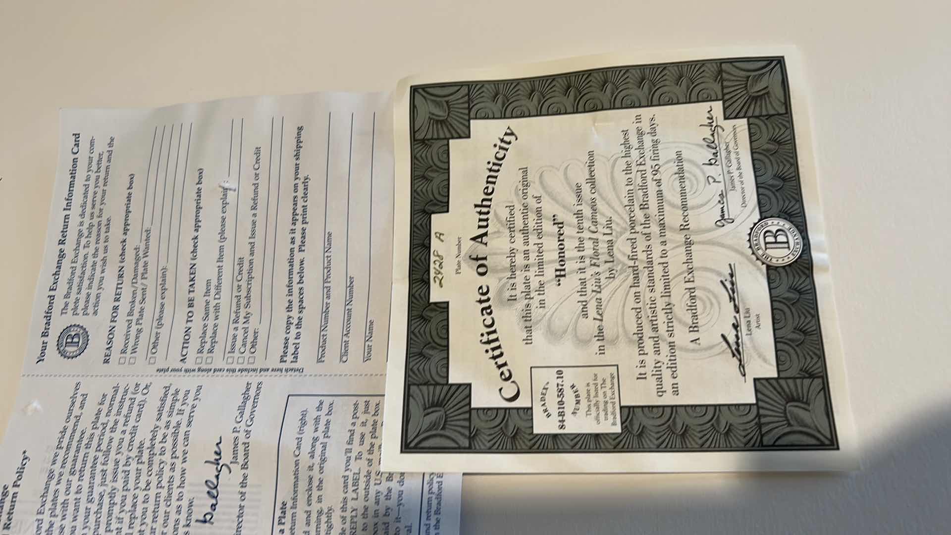 Photo 1 of AUTHENTIC ORIGINAL LIMITED EDITION “HONORED” BY LENA LIU PORCELAIN PLATE 6 1/2” x 8 3/4”