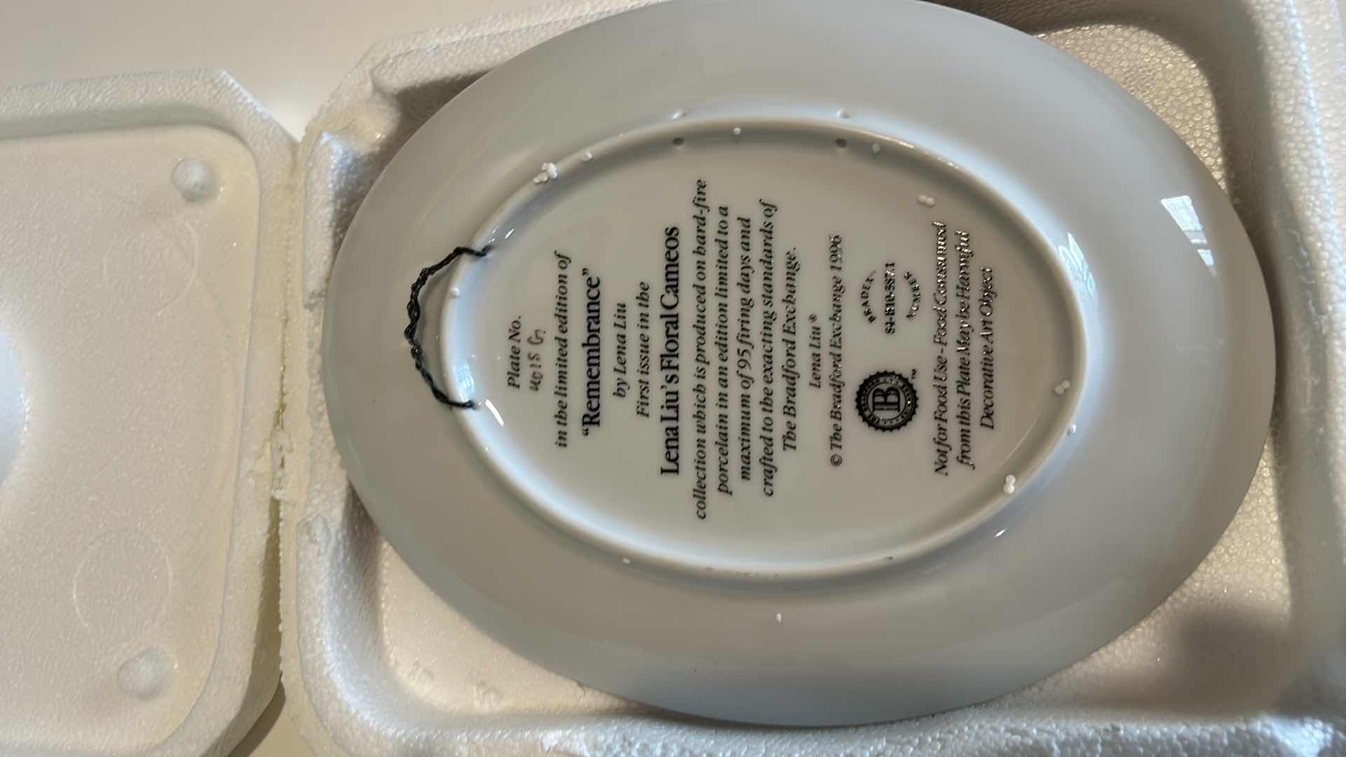 Photo 1 of AUTHENTIC ORIGINAL LIMITED EDITION “REMEMBRANCE” BY LENA LIU PORCELAIN PLATE 6 1/2” x 8 3/4”