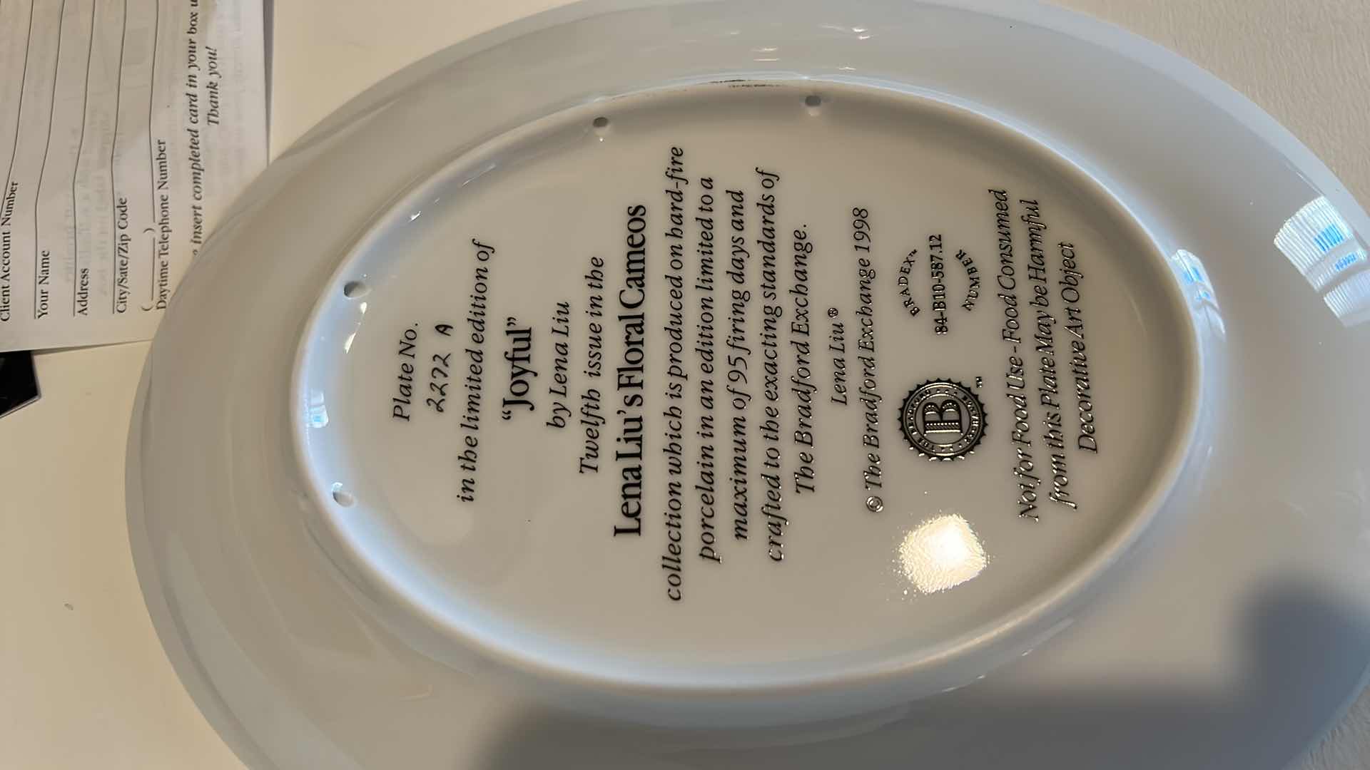 Photo 1 of AUTHENTIC ORIGINAL LIMITED EDITION “JOYFUL” BY LENA LIU PORCELAIN PLATE 6 1/2” x 8 3/4”