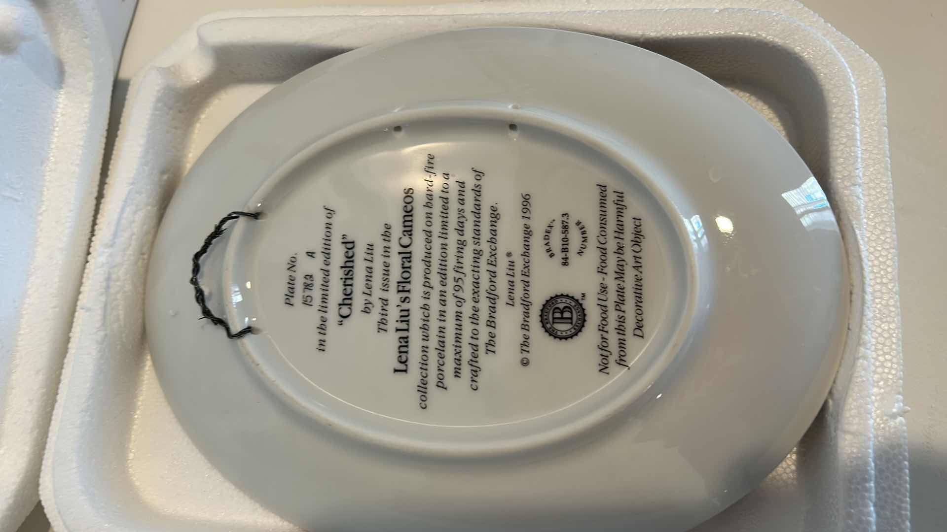 View 3 of AUTHENTIC ORIGINAL LIMITED EDITION “CHERISH” BY LENA LIU PORCELAIN PLATE 6 1/2” x 8 3/4”