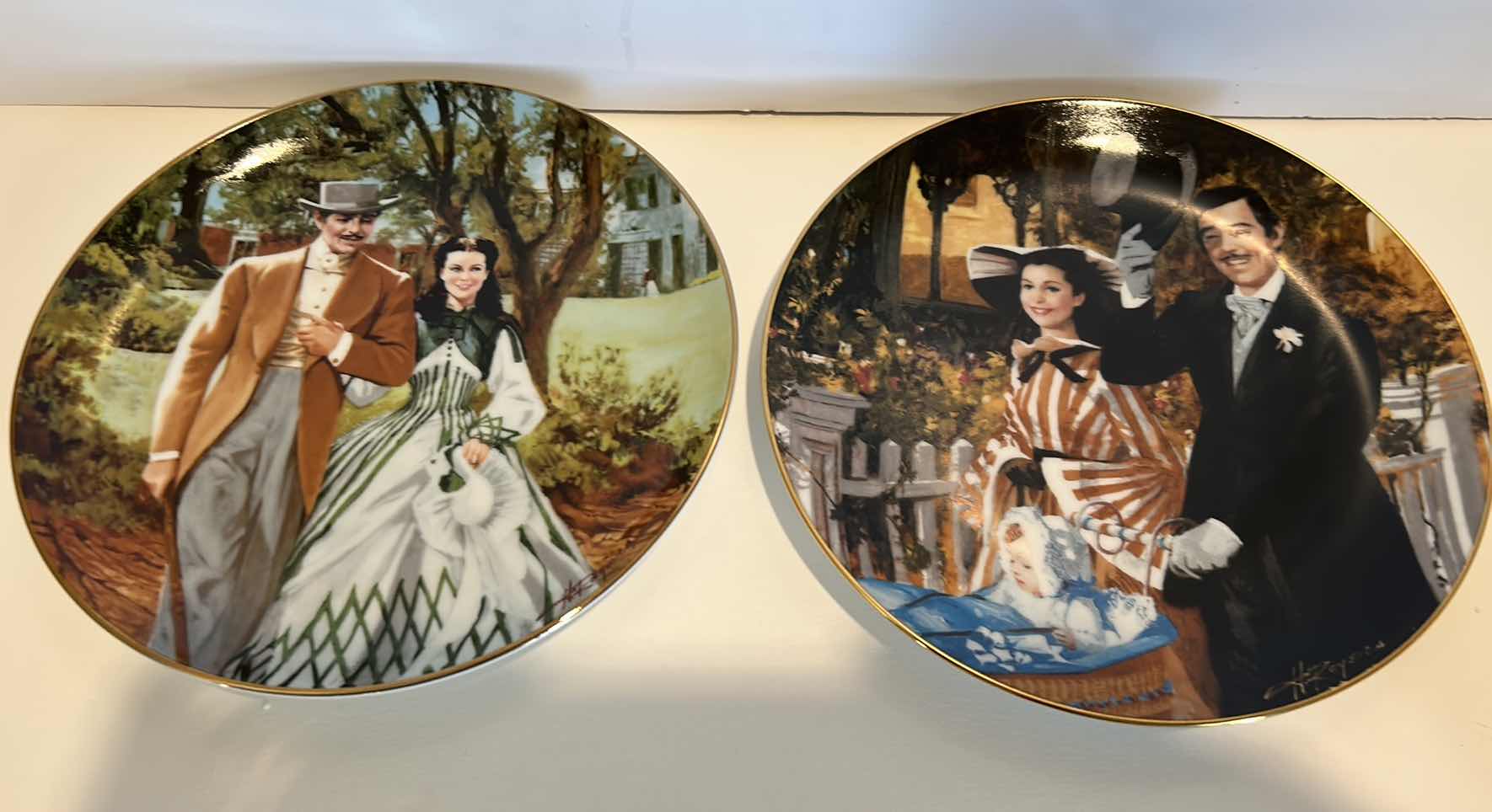 Photo 1 of 2 - COLLECTIBLE FINE CHINA “GONE WITH THE WIND” GOLDEN ANNIVERSARY SERIES BY W.L. GEORGE NUMBERED PLATES 8.5”