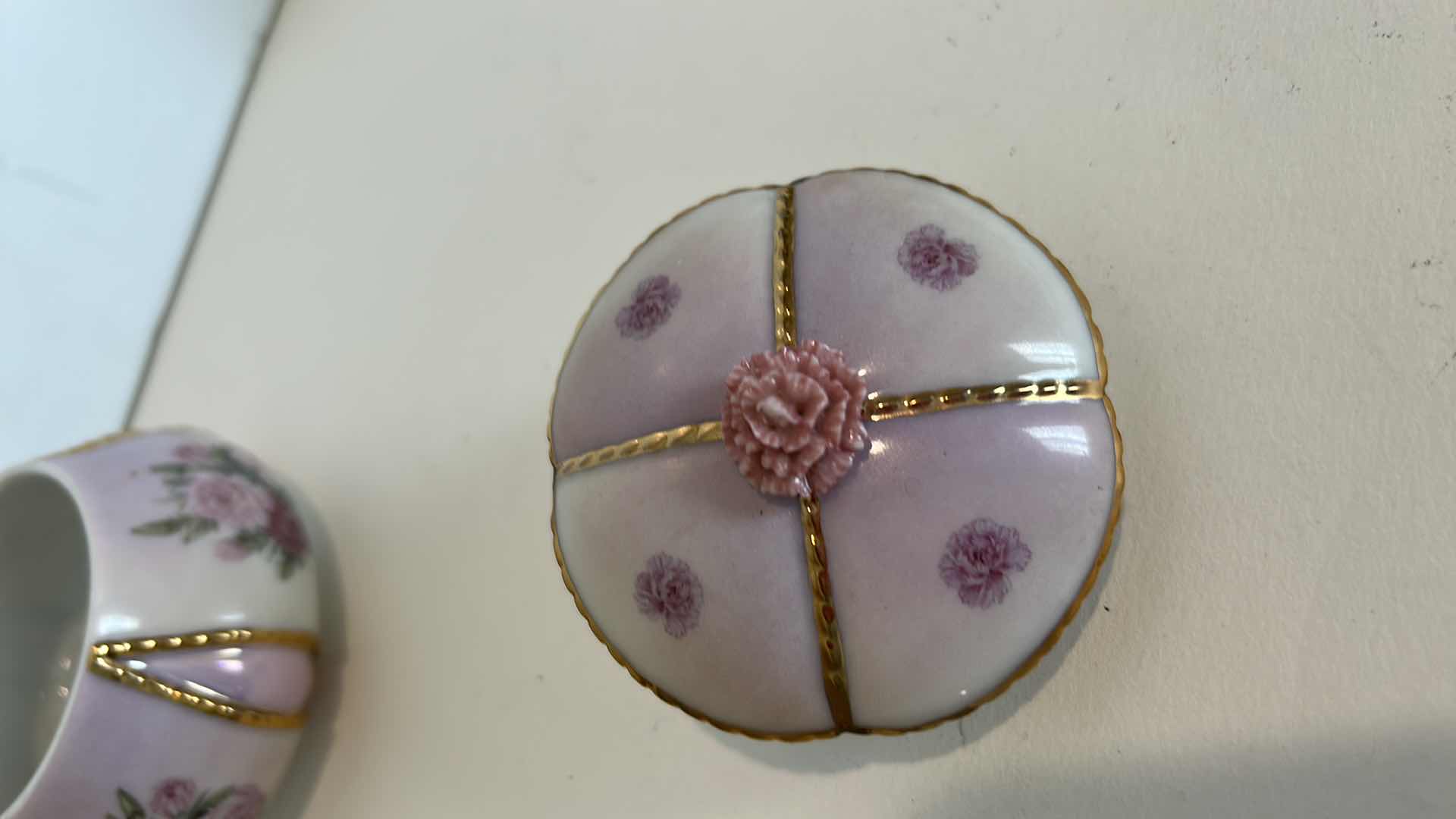 Photo 1 of NUMERED HANDPAINTED MUSIC BOX “CARNATIONS” LENA LIU’S GARDEN TREASURES 3” x 2”