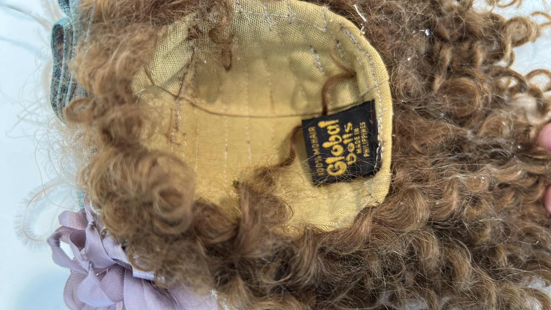 Photo 8 of GLOBAL DOLL (HAIR IS 100% MOHAIR) PORCELAIN DOLL ON STAND MOVABLE PARTS