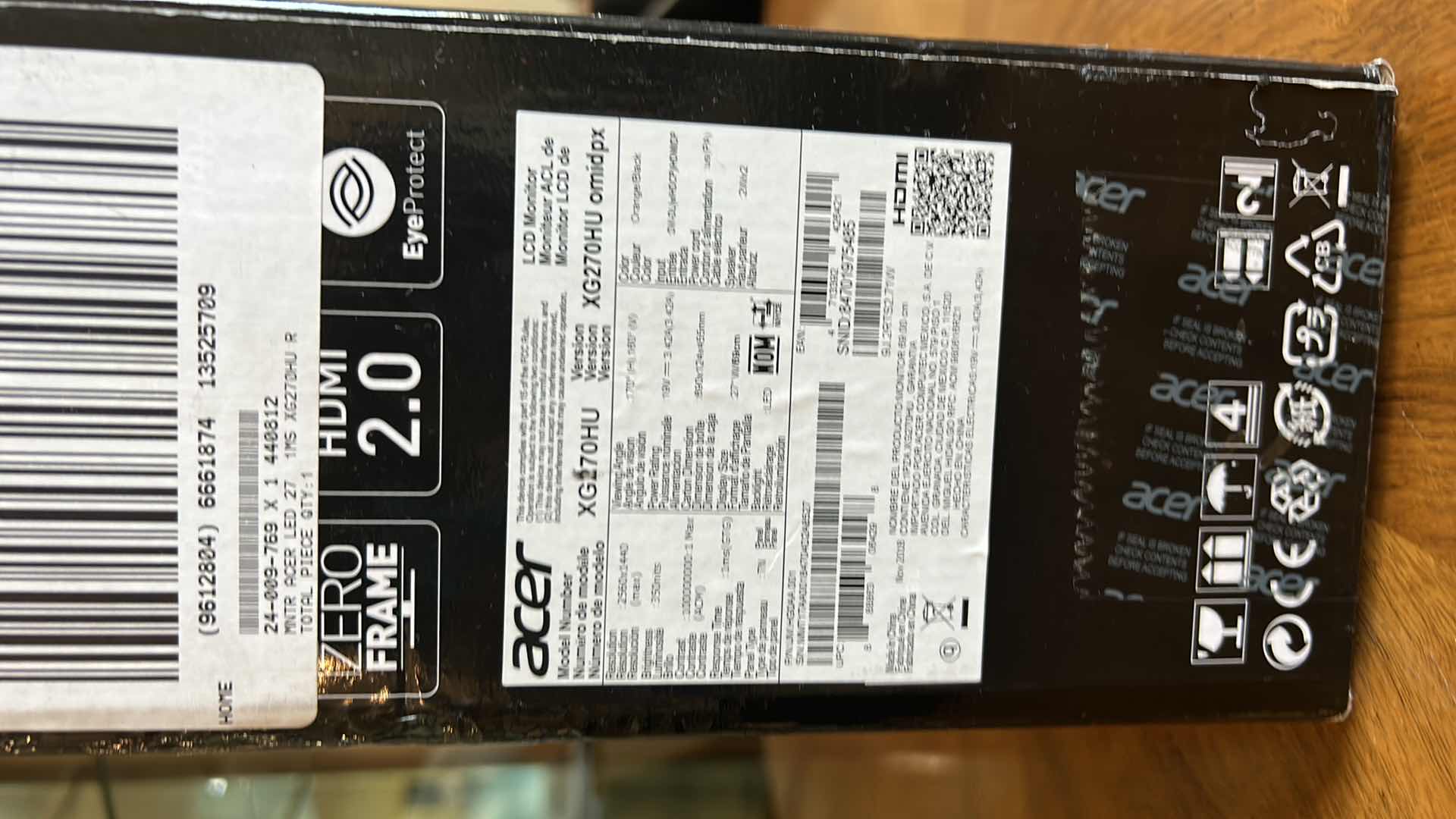 Photo 1 of ACER GAMING XG SERIES 27” MONITOR