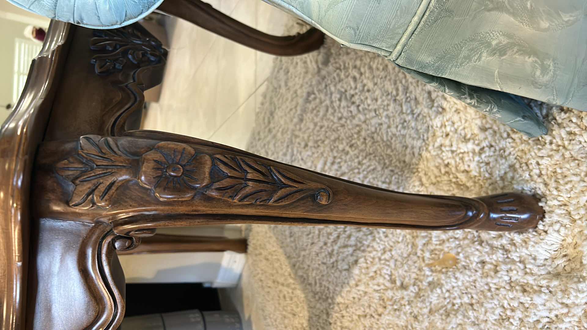 Photo 1 of ORNATELY CARVED WOOD SIDE TABLE 30” x 32” x 22”