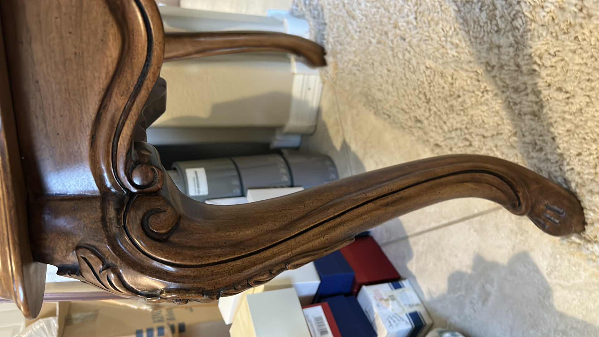 Photo 1 of ORNATELY CARVED WOOD SIDE TABLE 30” x 32” x 22”