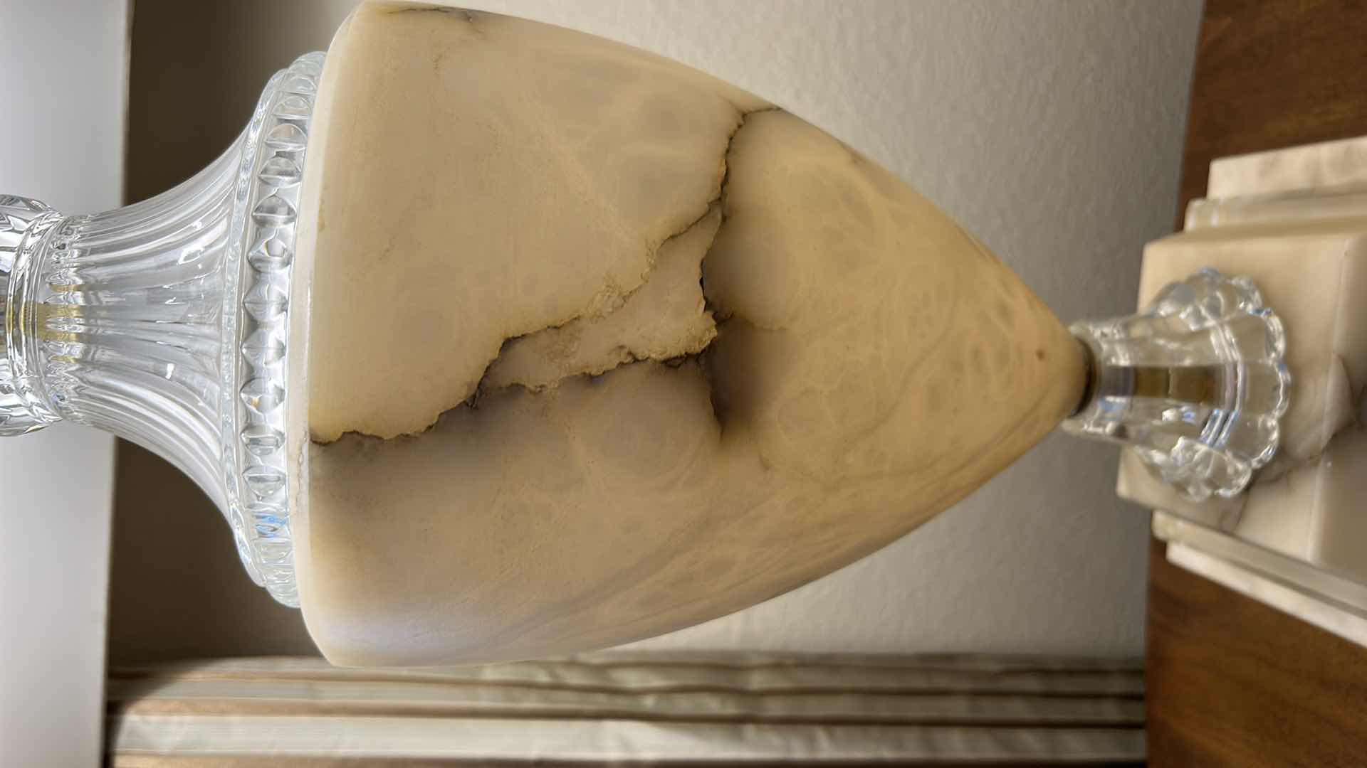 Photo 3 of ONYX AND CUT GLASS TABLE LAMP H32”