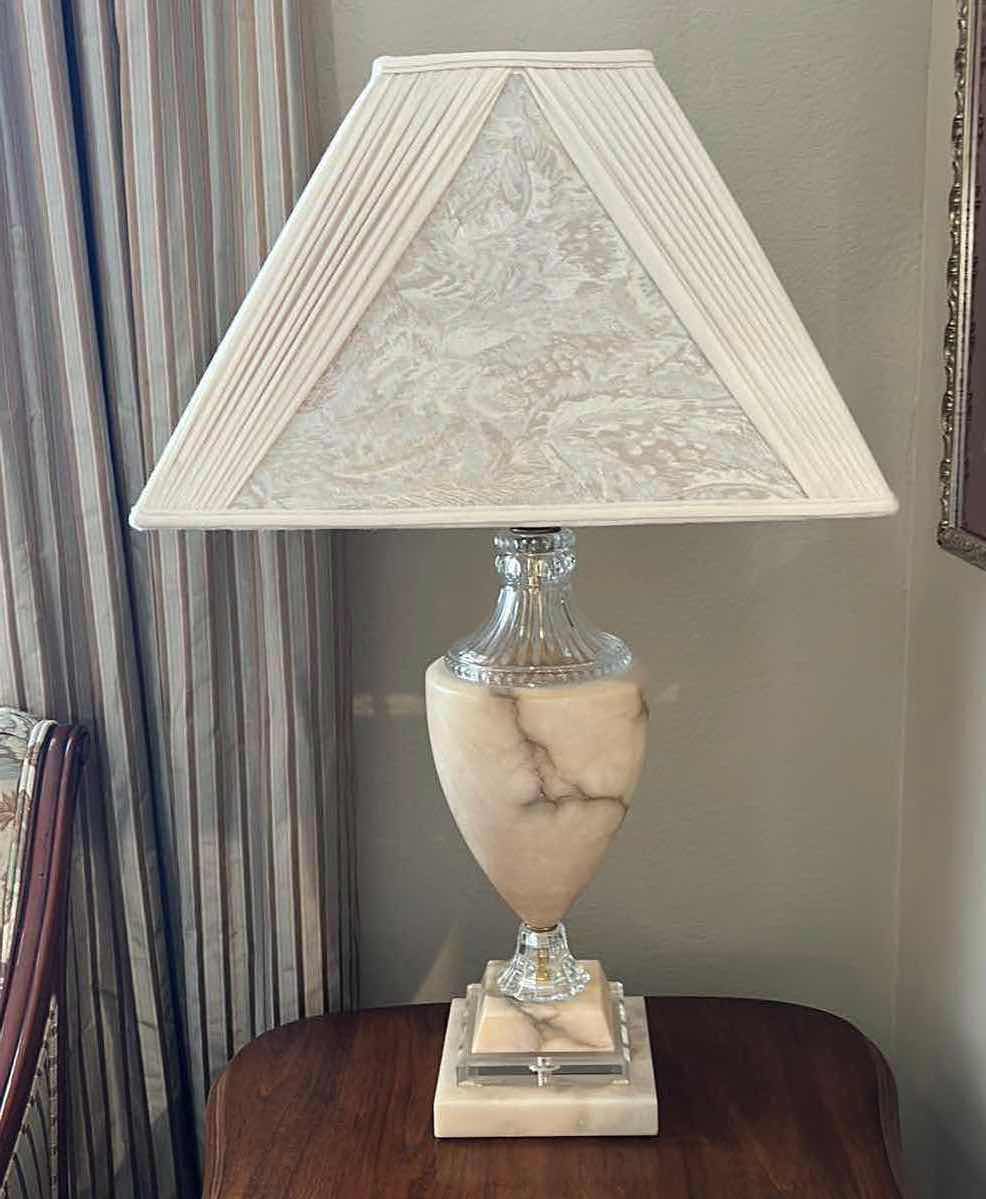 Photo 1 of ONYX AND CUT GLASS TABLE LAMP H32”