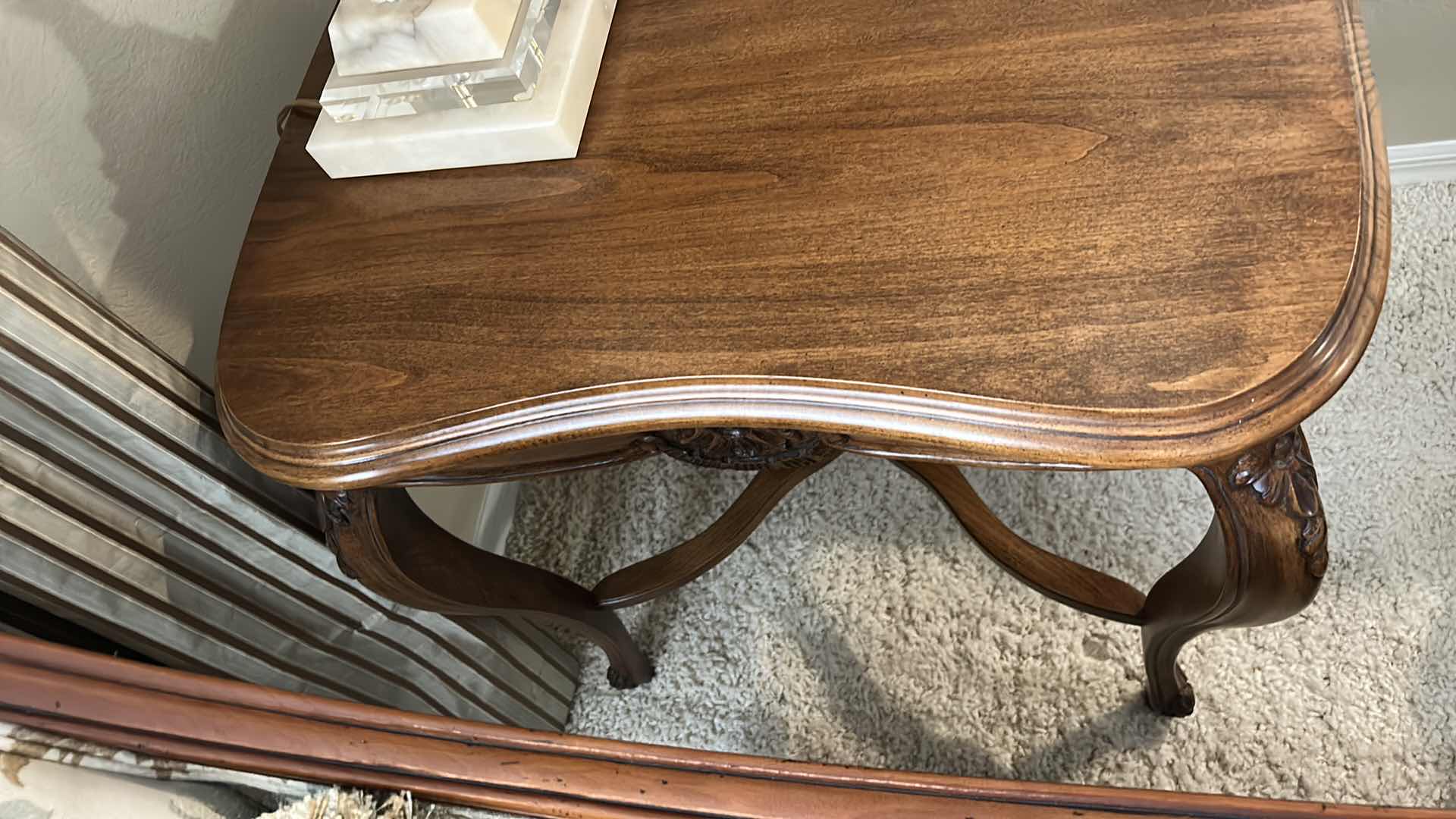 Photo 1 of ORNATELY CARVED WOOD SIDE TABLE 24” x 27” x 26”