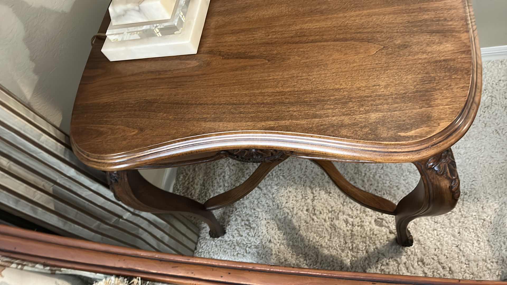 Photo 1 of ORNATELY CARVED WOOD SIDE TABLE 24” x 27” x 26”