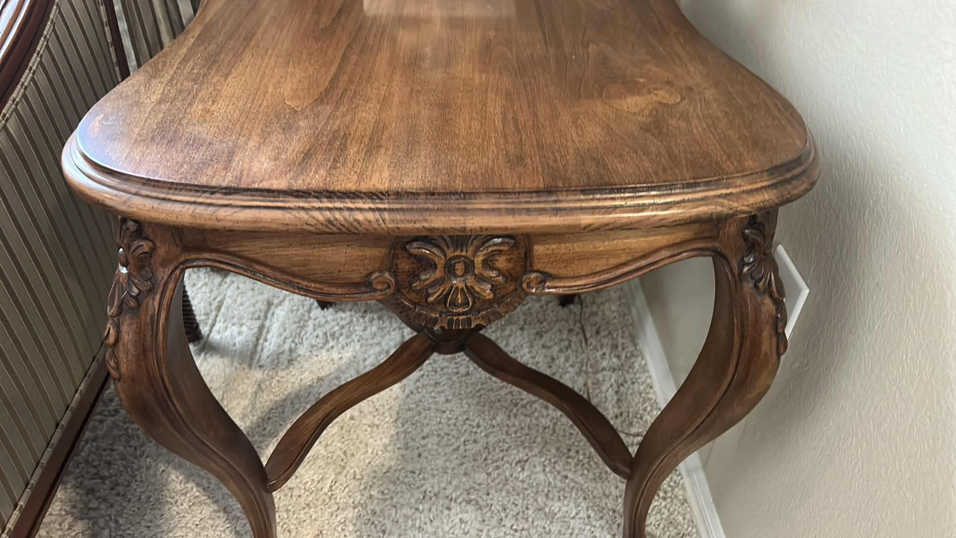 Photo 1 of ORNATELY CARVED WOOD SIDE TABLE 24” x 27” x 26”