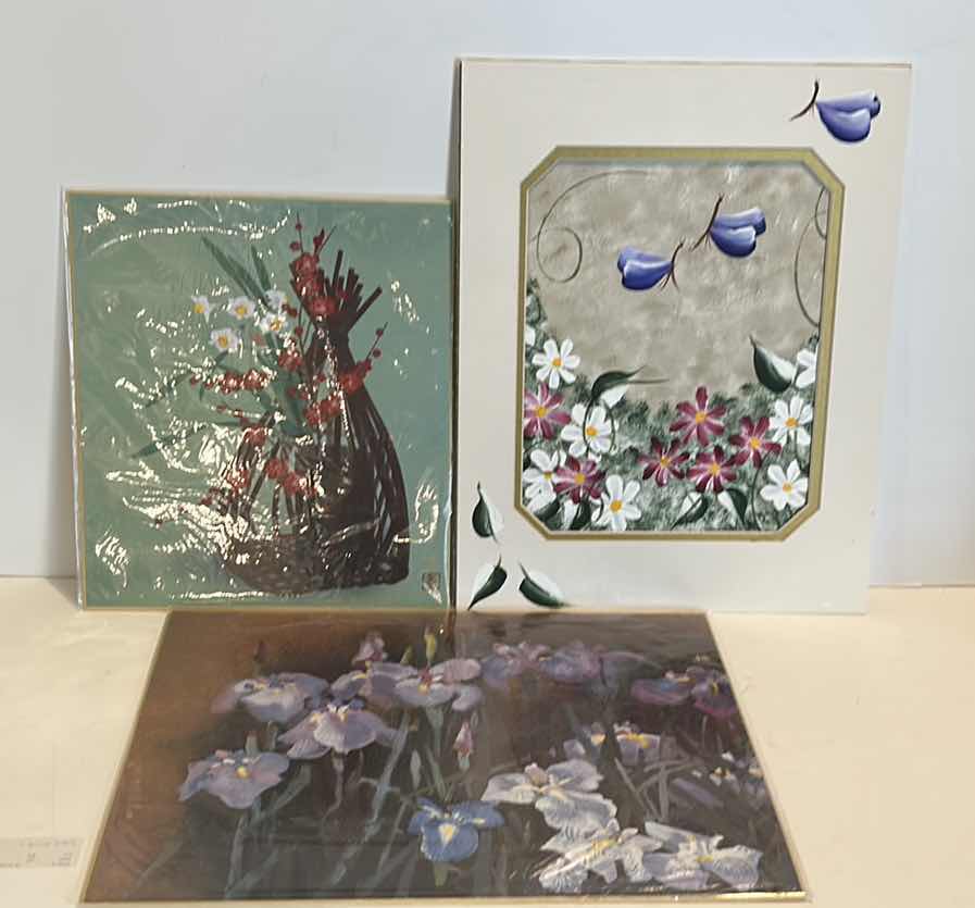 Photo 1 of 3 FLORAL UNFRAMED ARTWORK LARGEST 14” x 11.5”