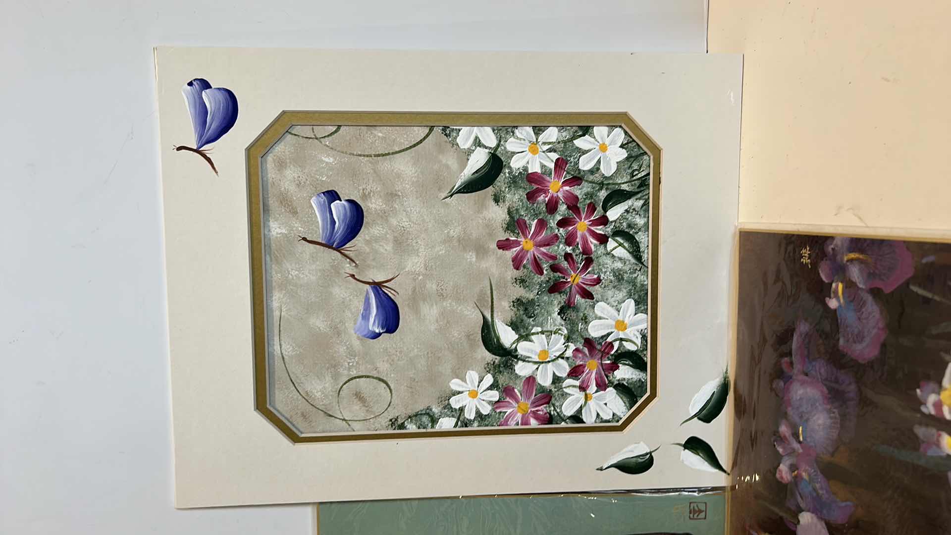 Photo 2 of 3 FLORAL UNFRAMED ARTWORK LARGEST 14” x 11.5”