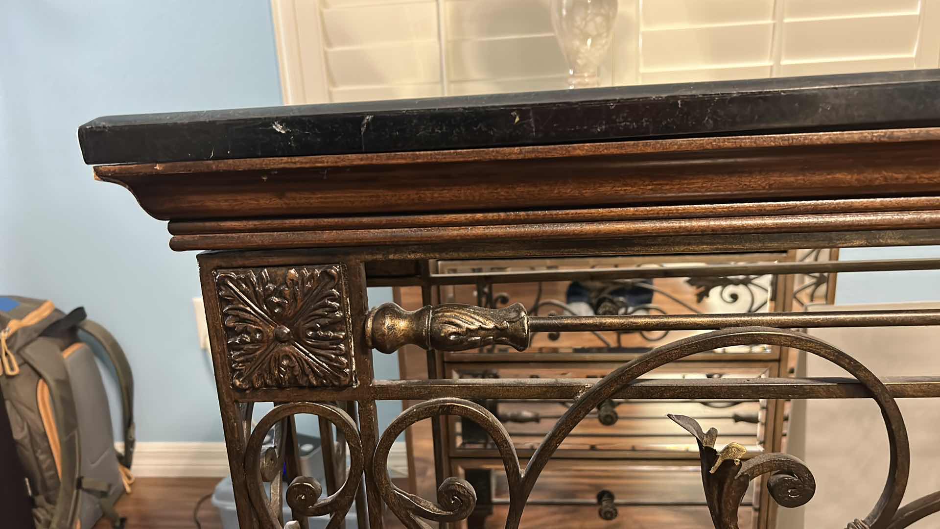 Photo 1 of HEAVY IRON AND STONE ENTRY TABLE SEE PHOTOS